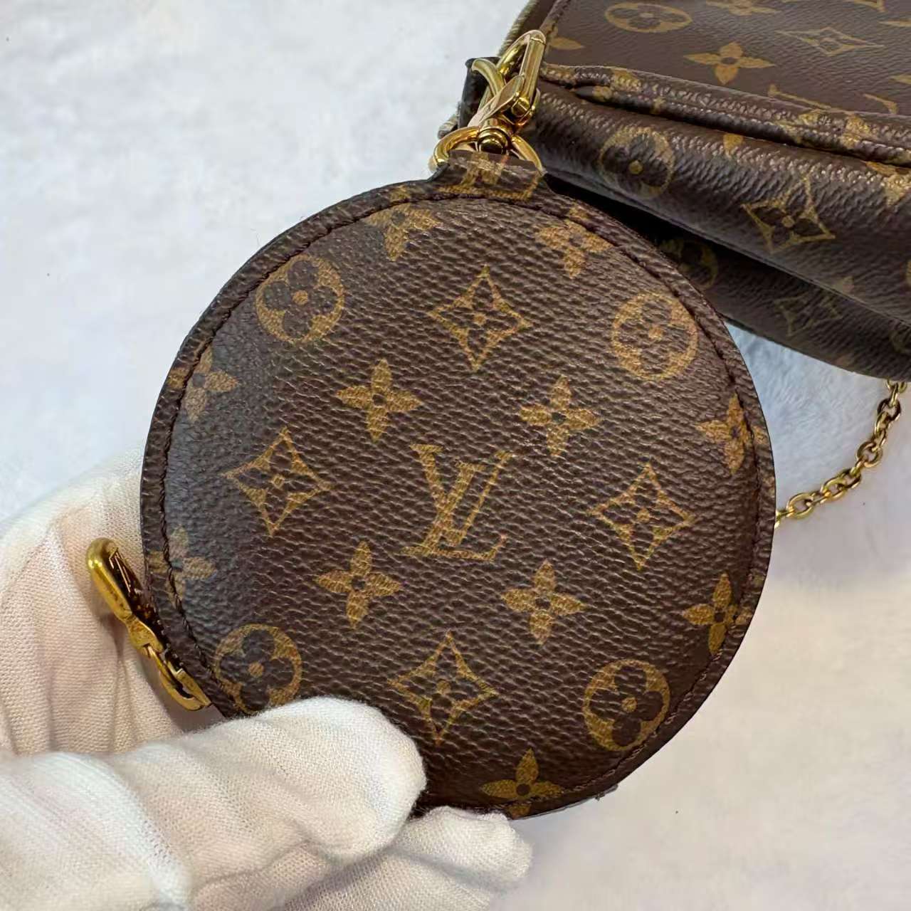 【#724】Pre-owned Louis Vuitton Multi Pochette Accessories  Monogram Pinkstrap Calfskin Shoulder Bag BJ1102104078