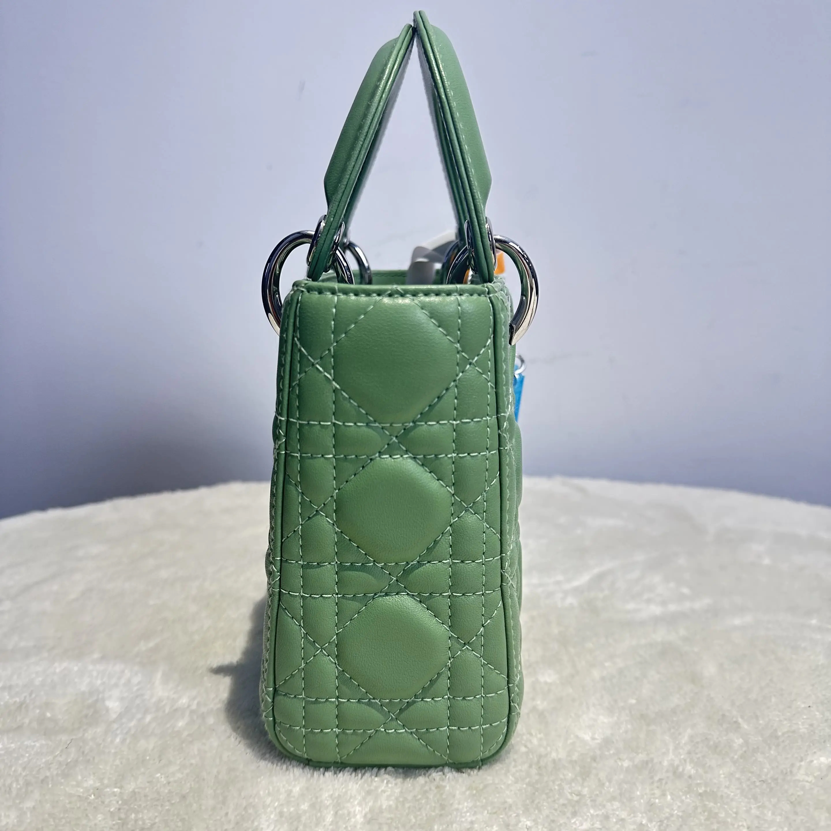 【#551】Pre-owned DIOR Lady Dior Mini Green lambskin Shoulder Bag  BJ11019050135
