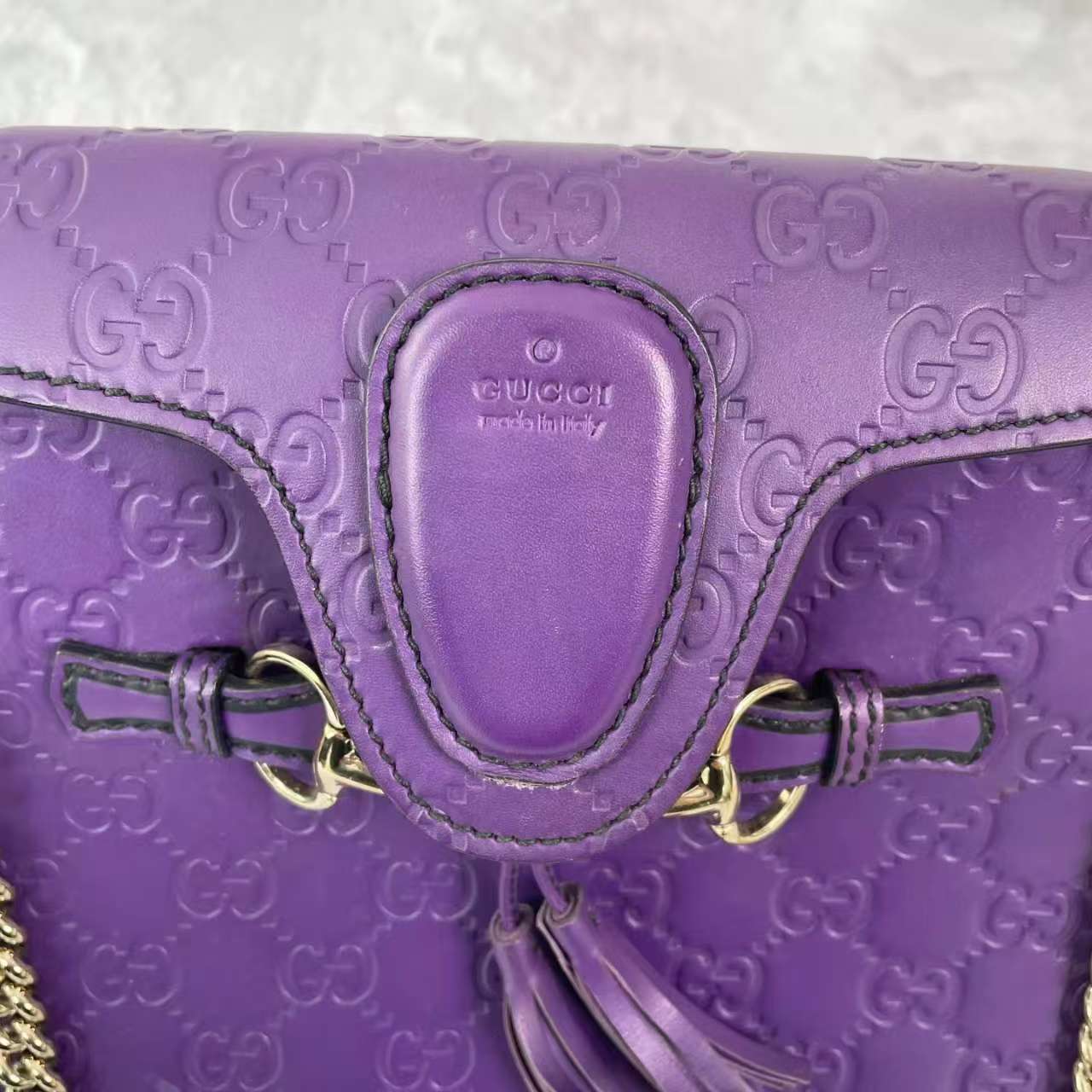 【#740】Pre-owned Gucci Emily Purple Calfskin Small Shoulder Bag BJ1109904030
