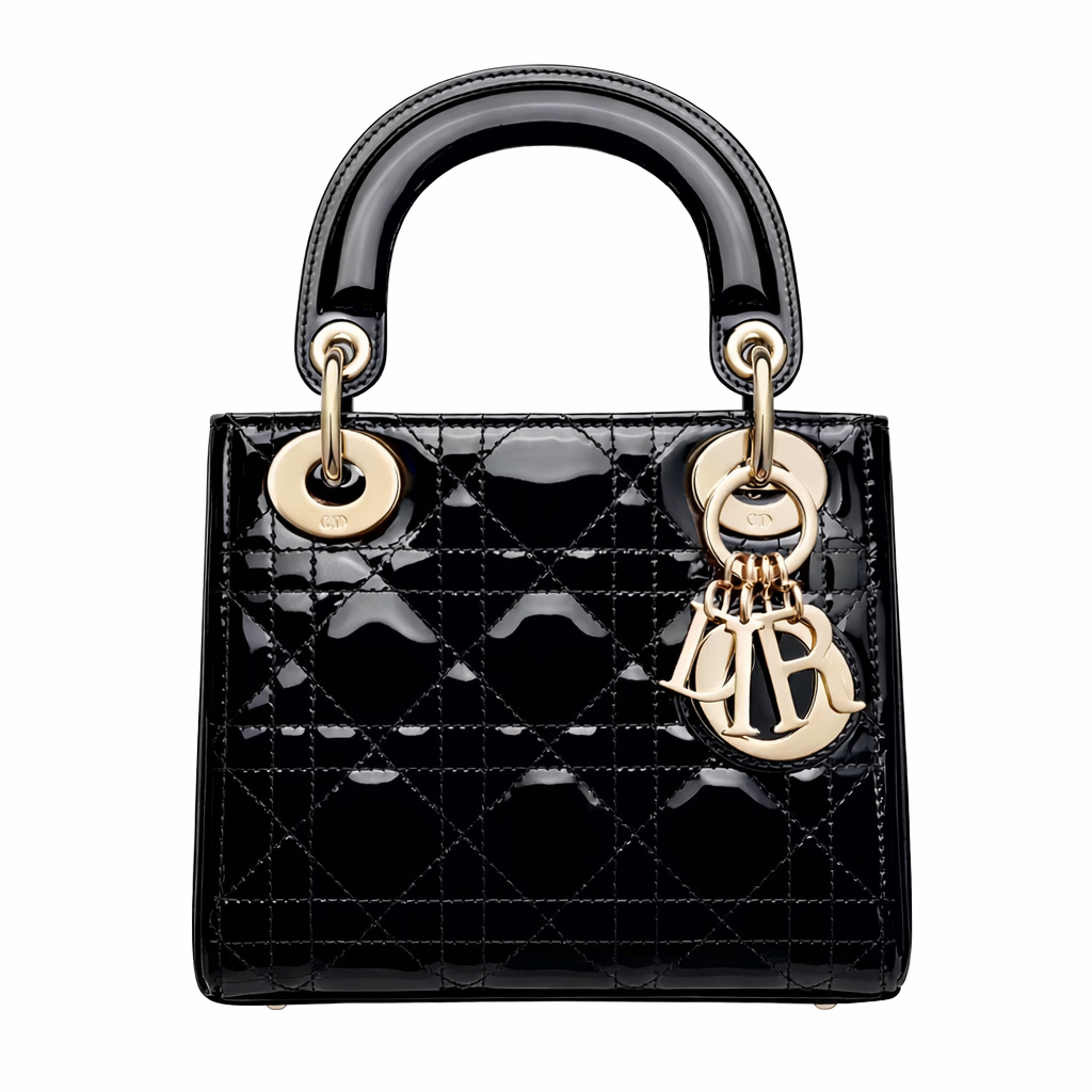 【#547】Pre-owned DlOR Lady Dior Mini Patent Leather Shoulder Bag BJ11015040135 