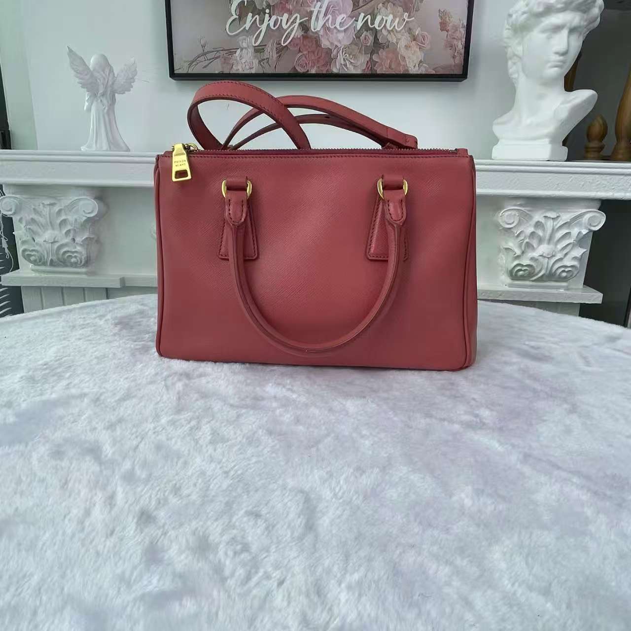 【#742】Pre-owned Prada Galleria Pink Calfskin Small Shoulder Bag BJ1109904025