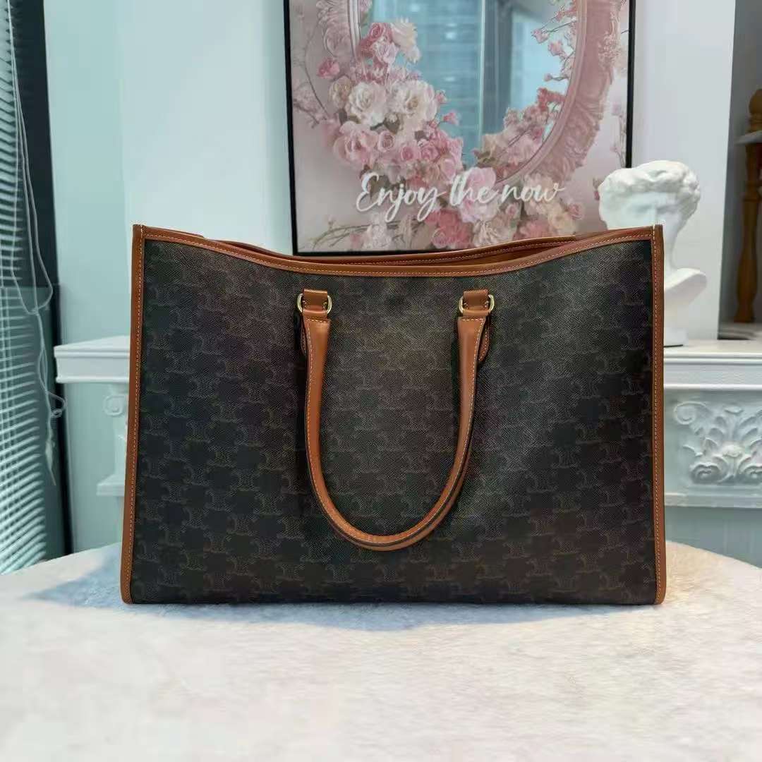 【#802】Pre-owned Celine Cabas Tote Brown Monogram Canvas BJ1102104070
