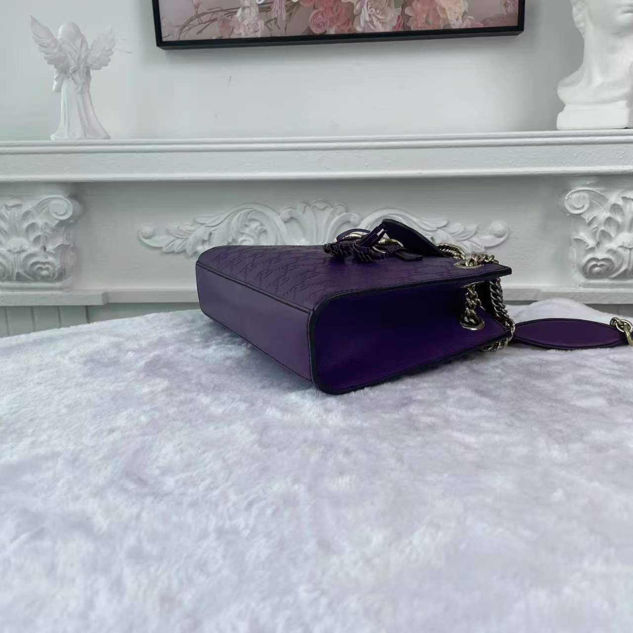 【#740】Pre-owned Gucci Emily Purple Calfskin Small Shoulder Bag BJ1109904030