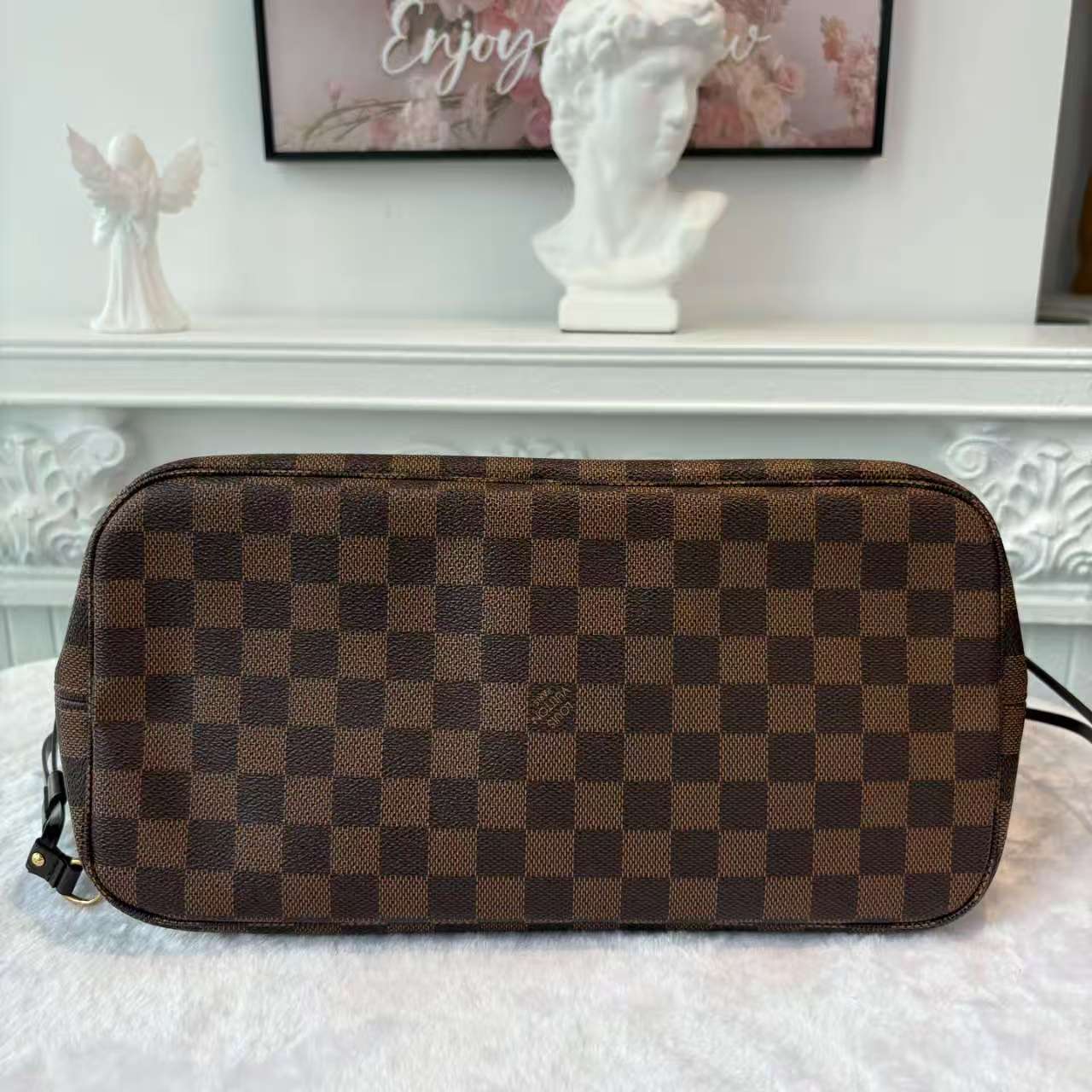 【#760】Pre-owned Louis Vuitton Neverfull Damier Canvas&Calfskin Medium Crossbody Bag BJ1109904068