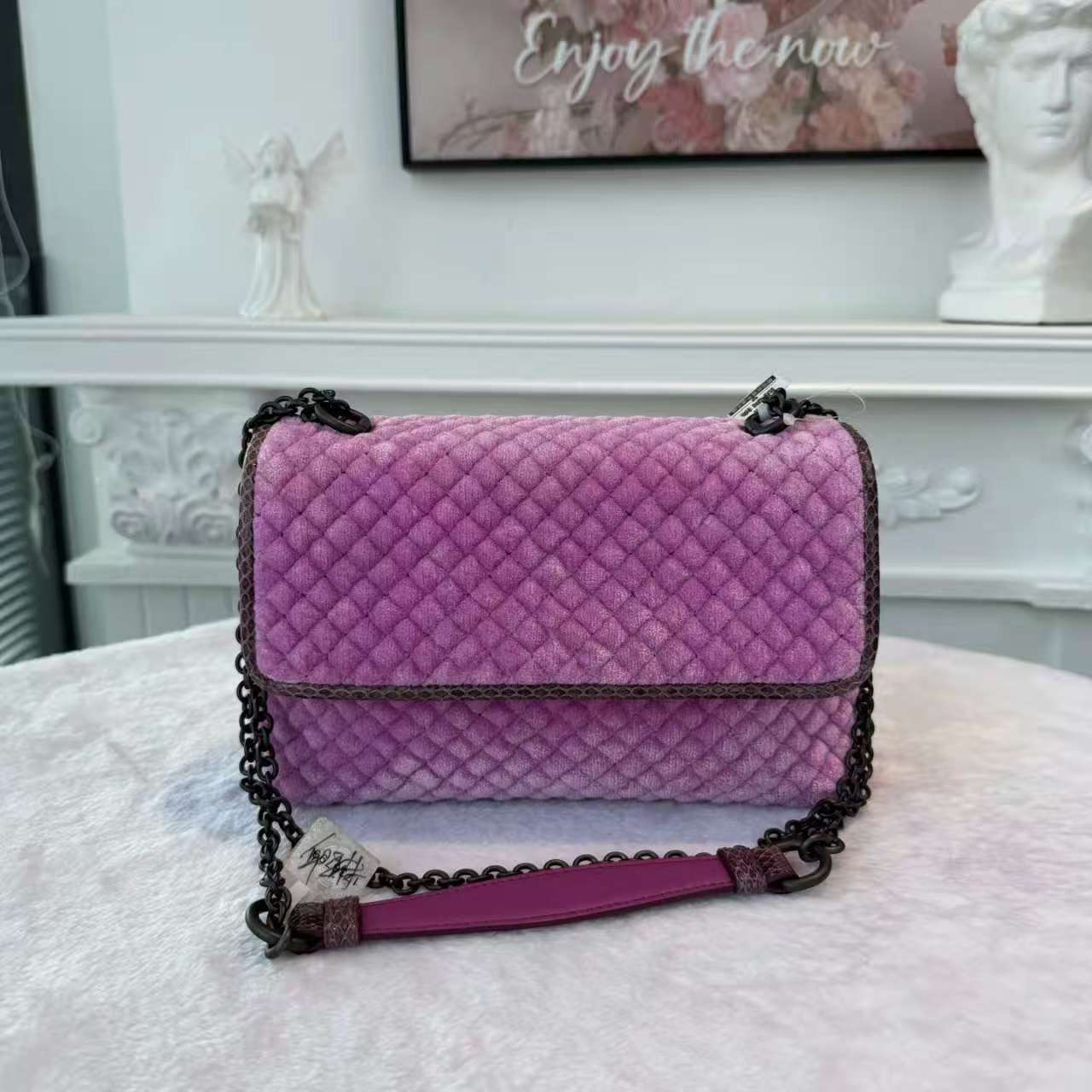 【#801】Pre-owned Bottega Veneta Velvet Purple Shoulder Bag BJ1109904025