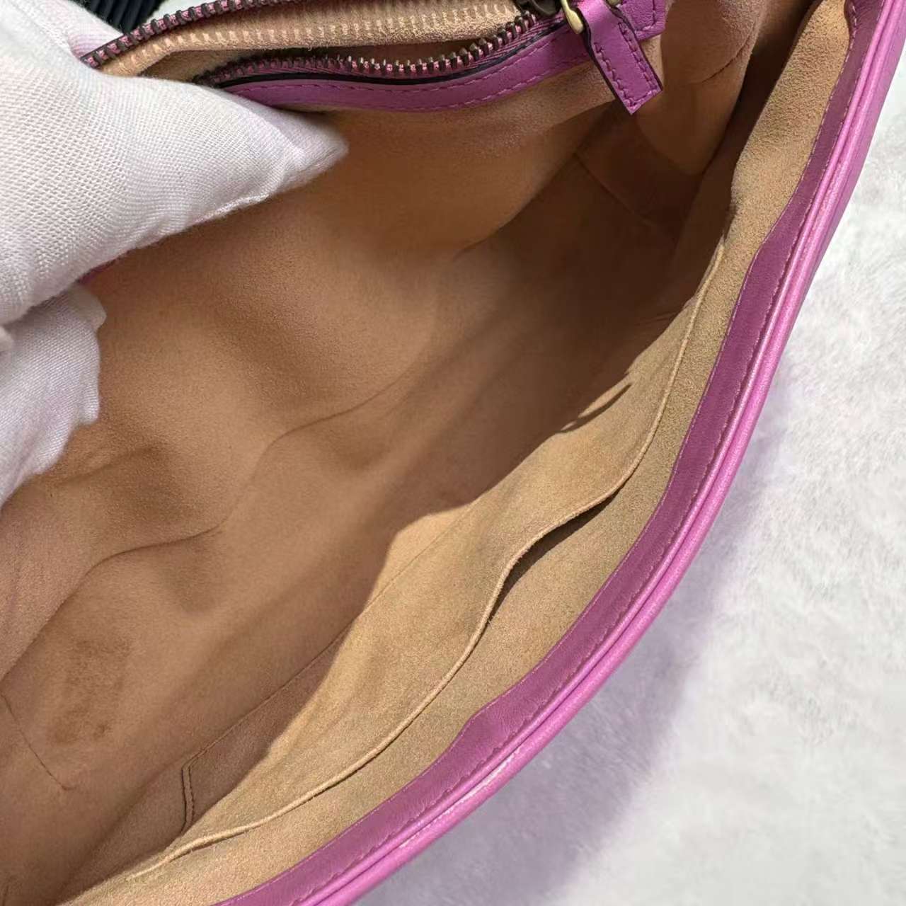 【#722】Pre-owned Gucci Marmont  Pink&Purple Calfskin 31 Crossbody bag BJ1101404045