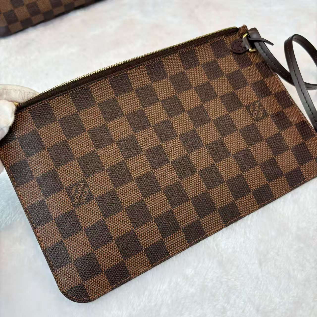 【#760】Pre-owned Louis Vuitton Neverfull Damier Canvas&Calfskin Medium Crossbody Bag BJ1109904068