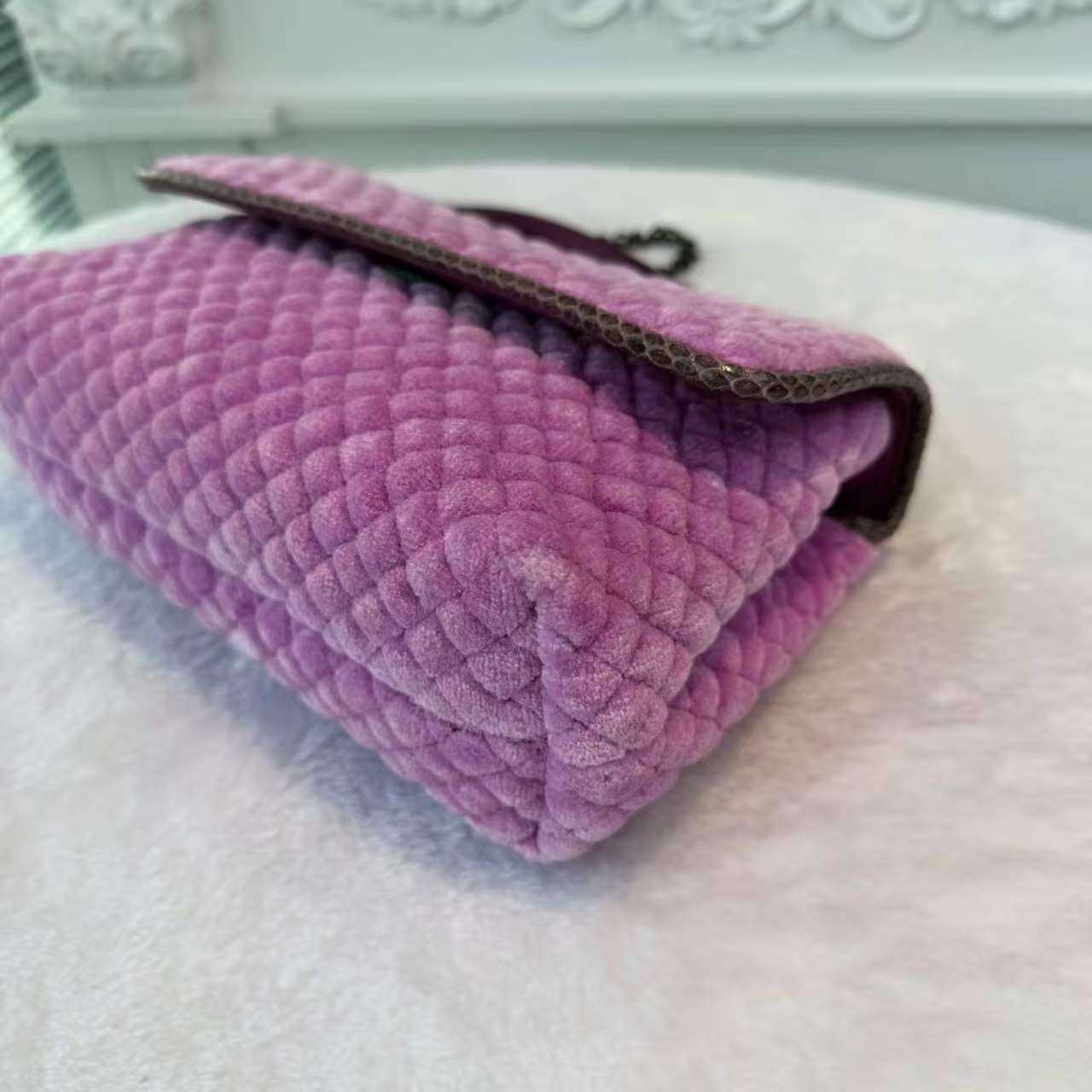 【#801】Pre-owned Bottega Veneta Velvet Purple Shoulder Bag BJ1109904025