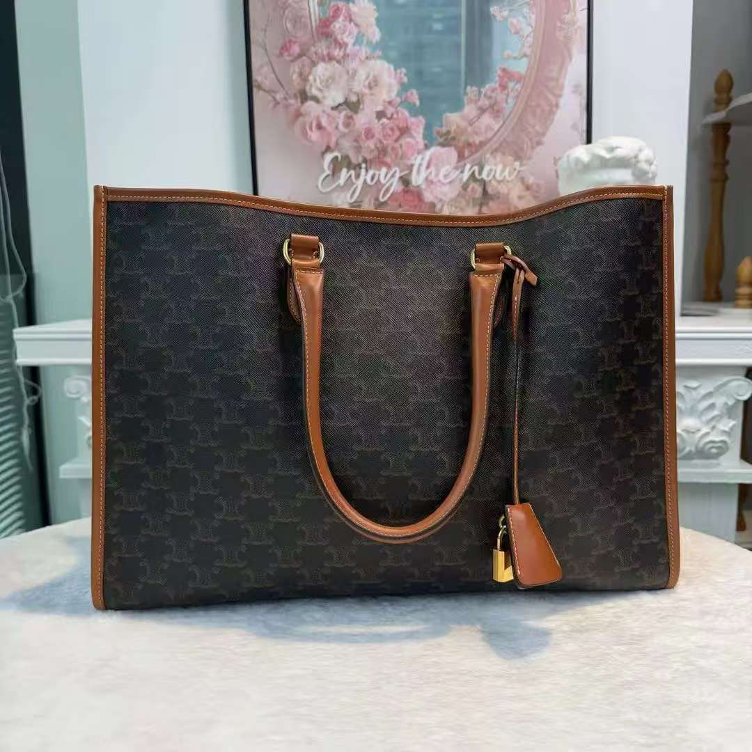 【#802】Pre-owned Celine Cabas Tote Brown Monogram Canvas BJ1102104070