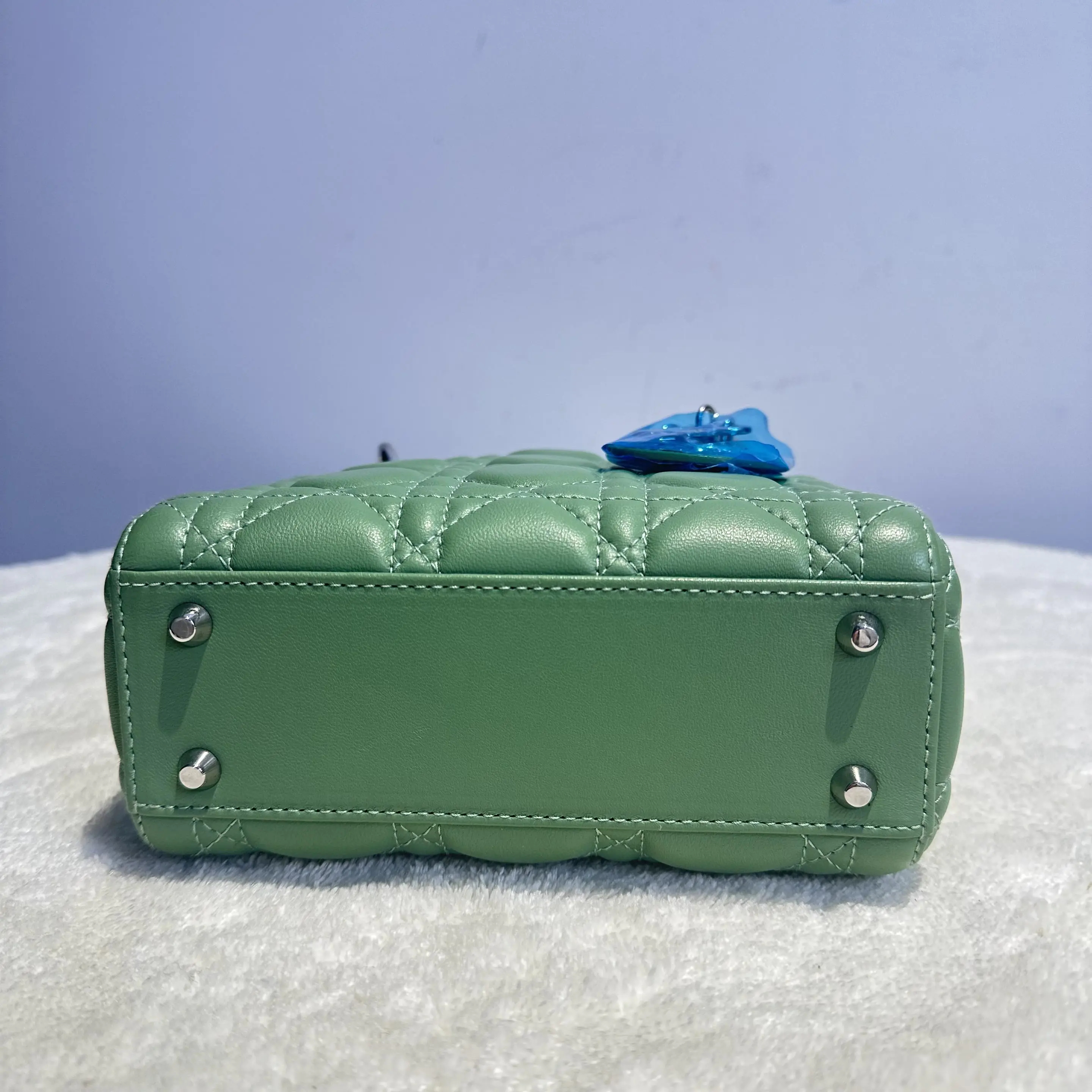 【#551】Pre-owned DIOR Lady Dior Mini Green lambskin Shoulder Bag  BJ11019050135