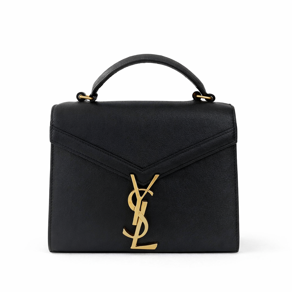 【#682】Pre-owned YSL Cassandra Black Calfskin Mini Golden Hardware Crossbody Bag BJ1102104075
