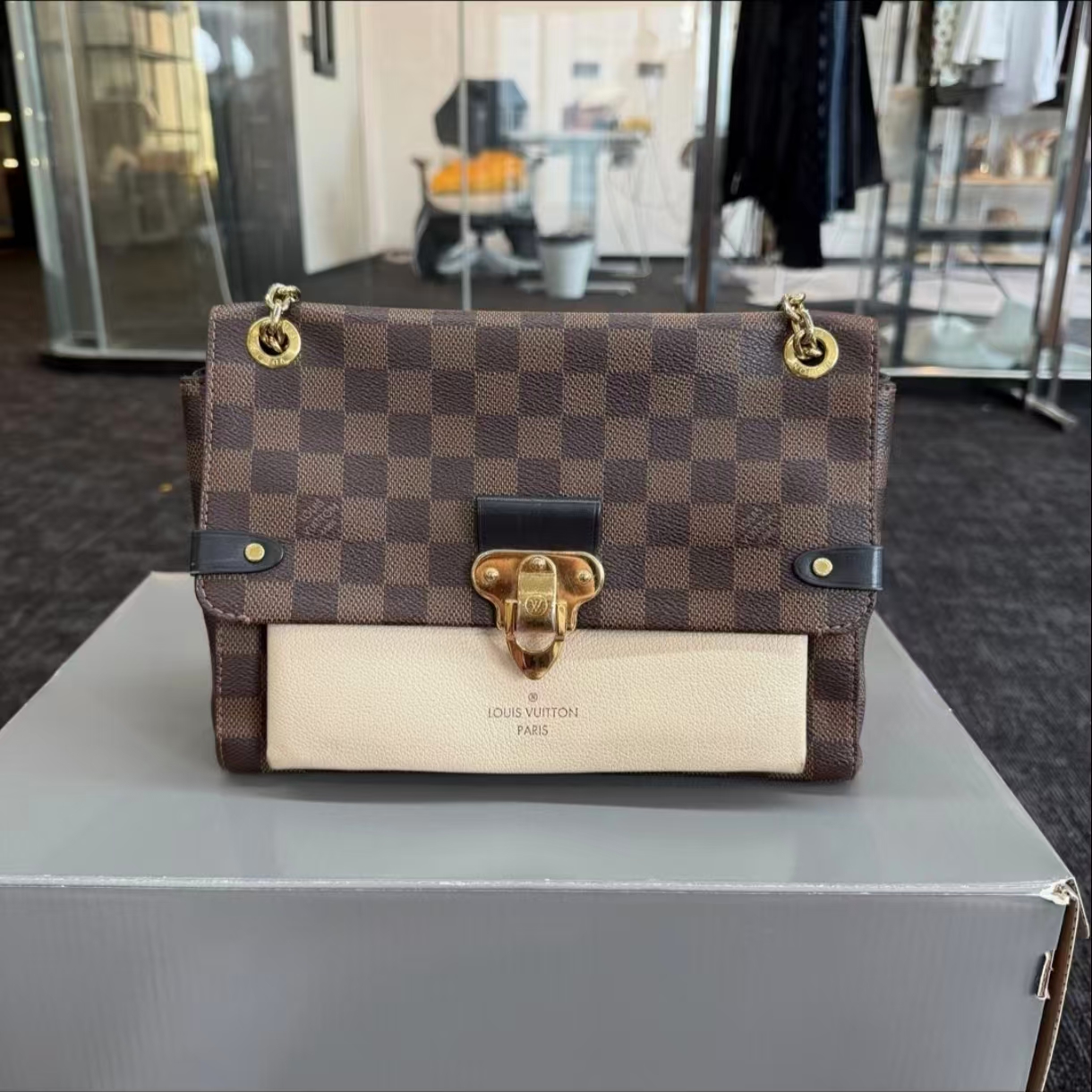 【#485】Pre-owned Louis Vuitton Small Size Vavin Canvas99Calfskin Crossbody Bag BJ110204055 