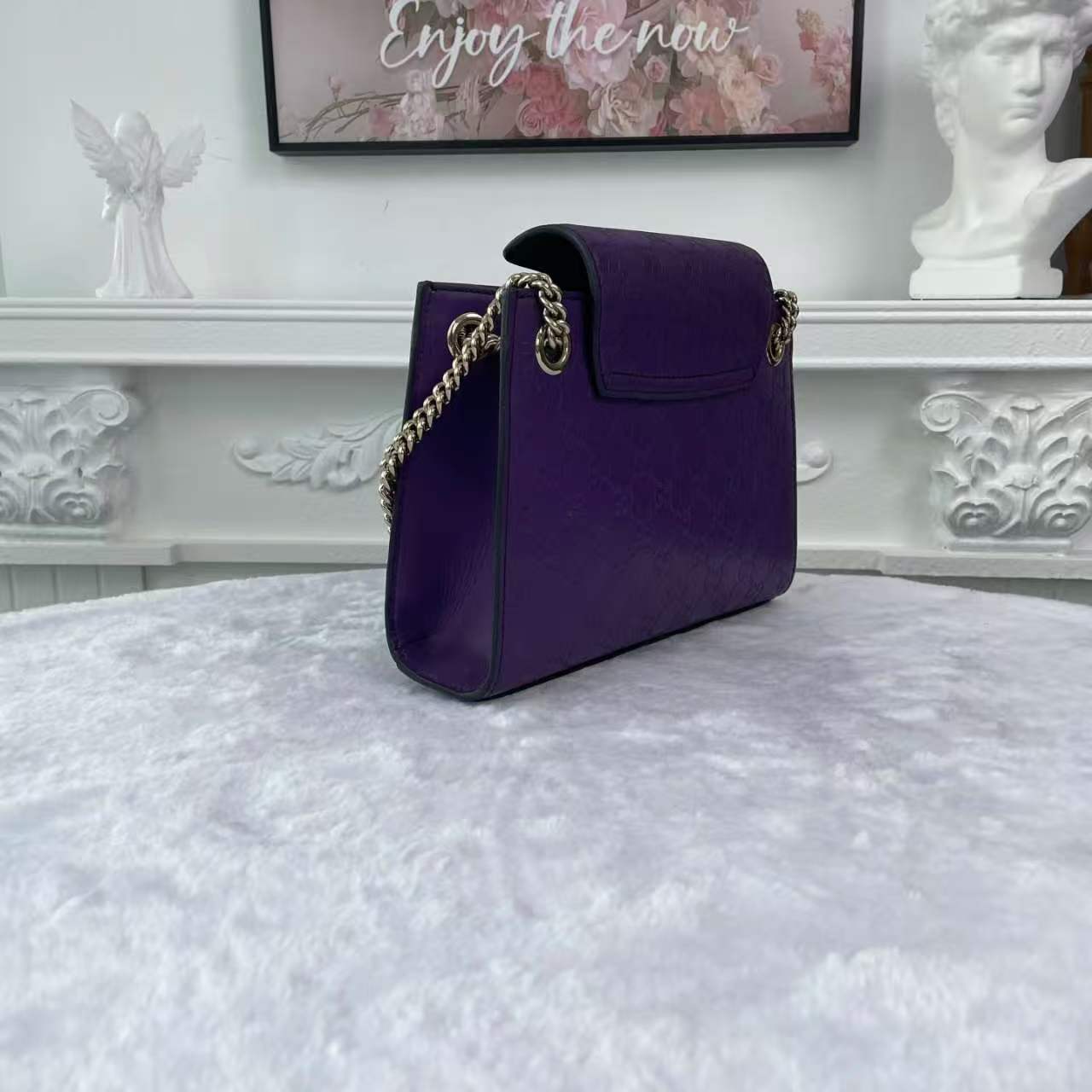 【#740】Pre-owned Gucci Emily Purple Calfskin Small Shoulder Bag BJ1109904030