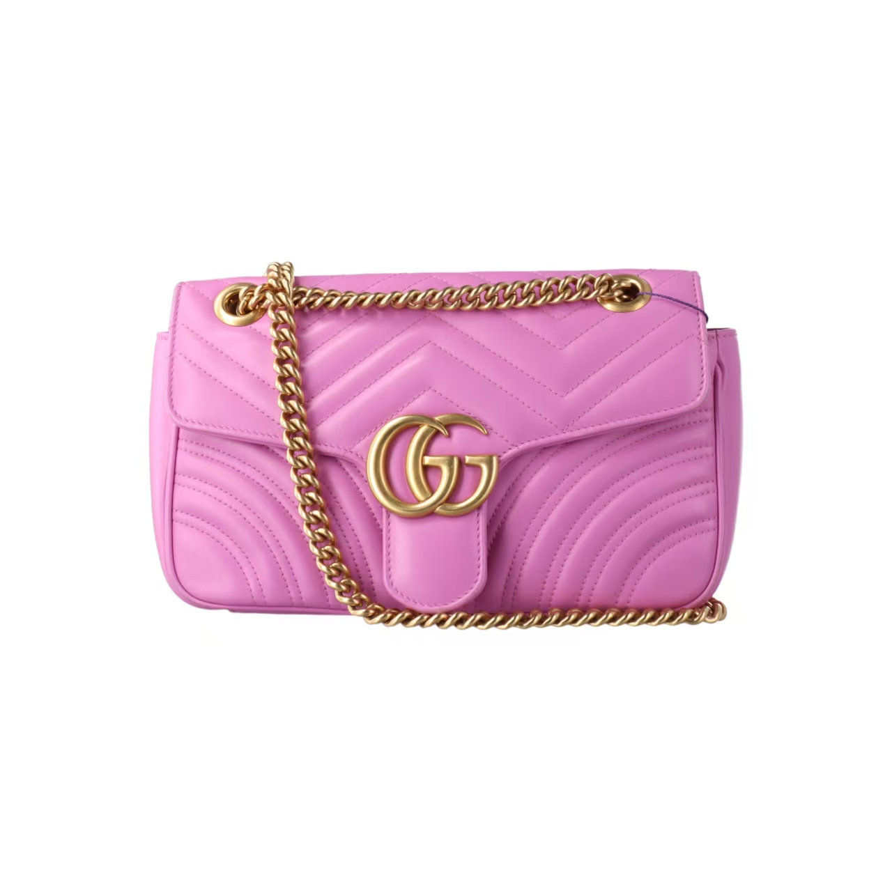 【#721】Pre-owned Gucci Marmont Medium Pink&Purple Calfskin 26 Crossbody bag BJ1101404045