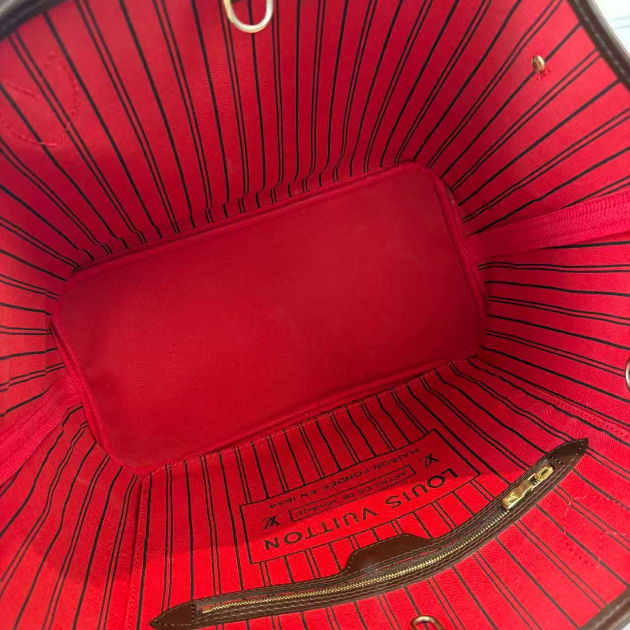 【#760】Pre-owned Louis Vuitton Neverfull Damier Canvas&Calfskin Medium Crossbody Bag BJ1109904068