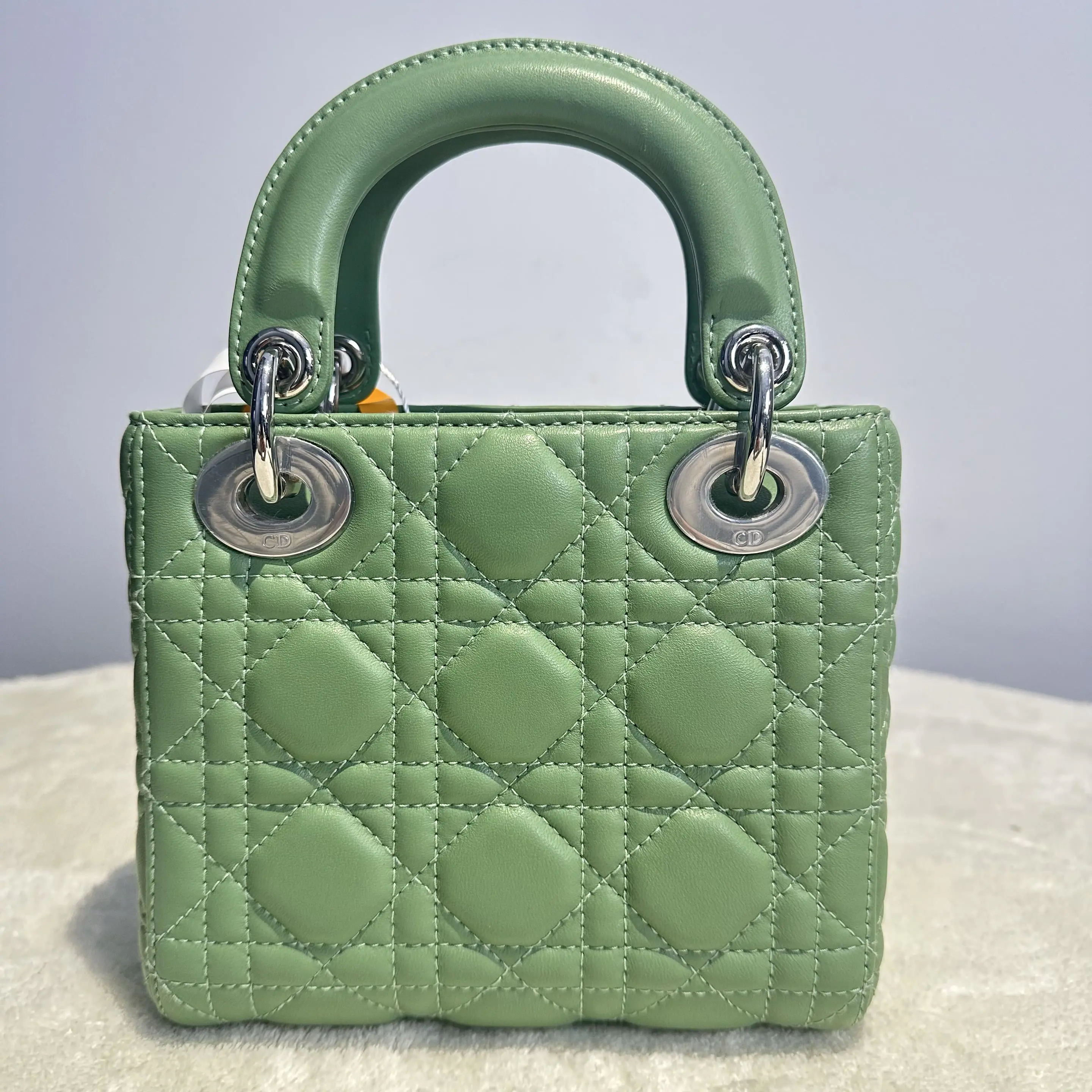 【#551】Pre-owned DIOR Lady Dior Mini Green lambskin Shoulder Bag  BJ11019050135