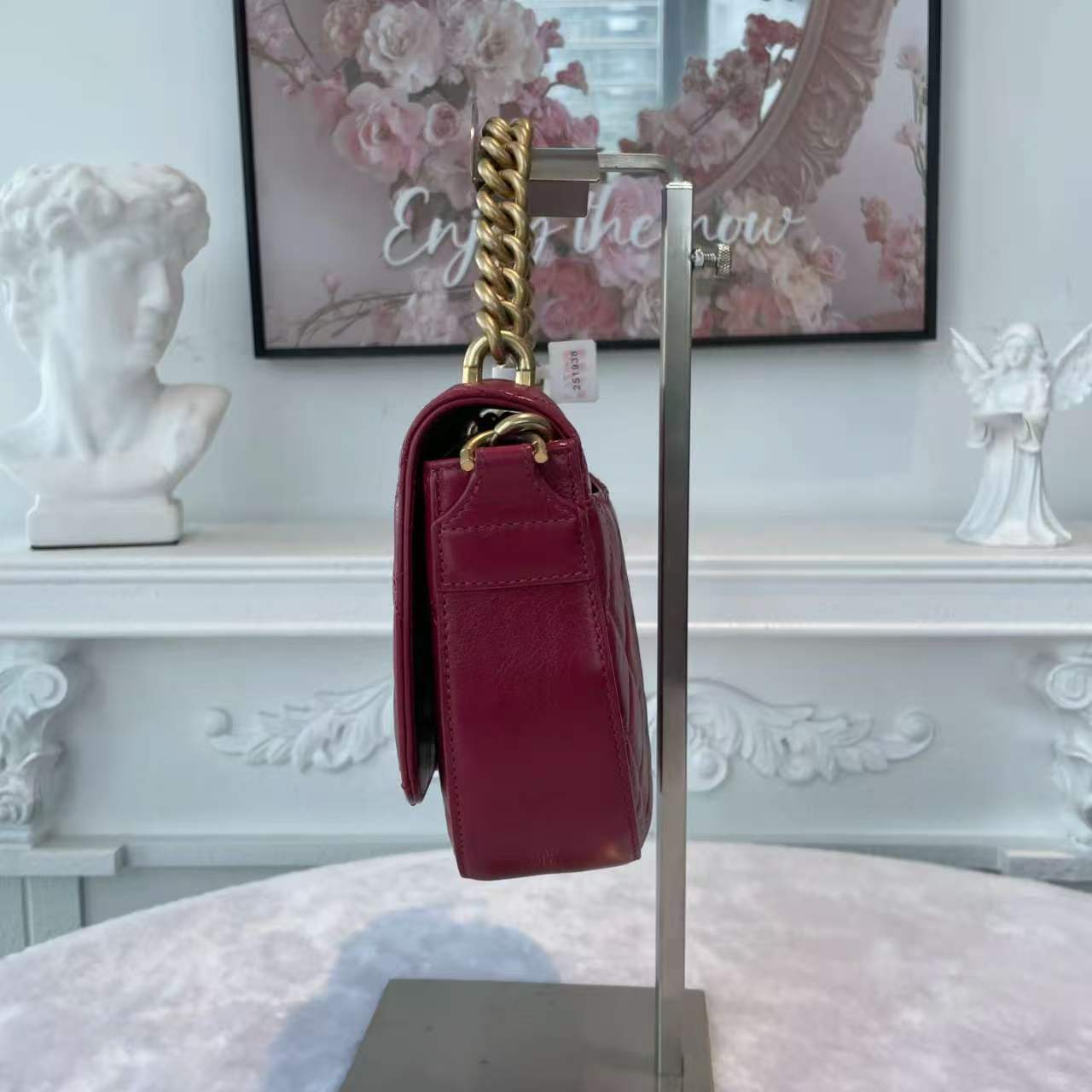 【#813】Pre-owned CHANEL Oil-Waxed Leather Shoulder Bags BJ1101804098 Seasonal Flap Bag Red