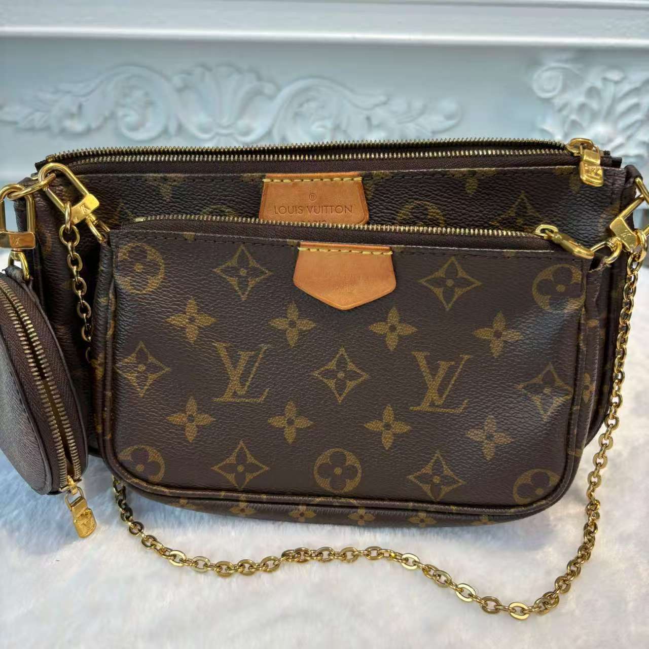 【#724】Pre-owned Louis Vuitton Multi Pochette Accessories  Monogram Pinkstrap Calfskin Shoulder Bag BJ1102104078