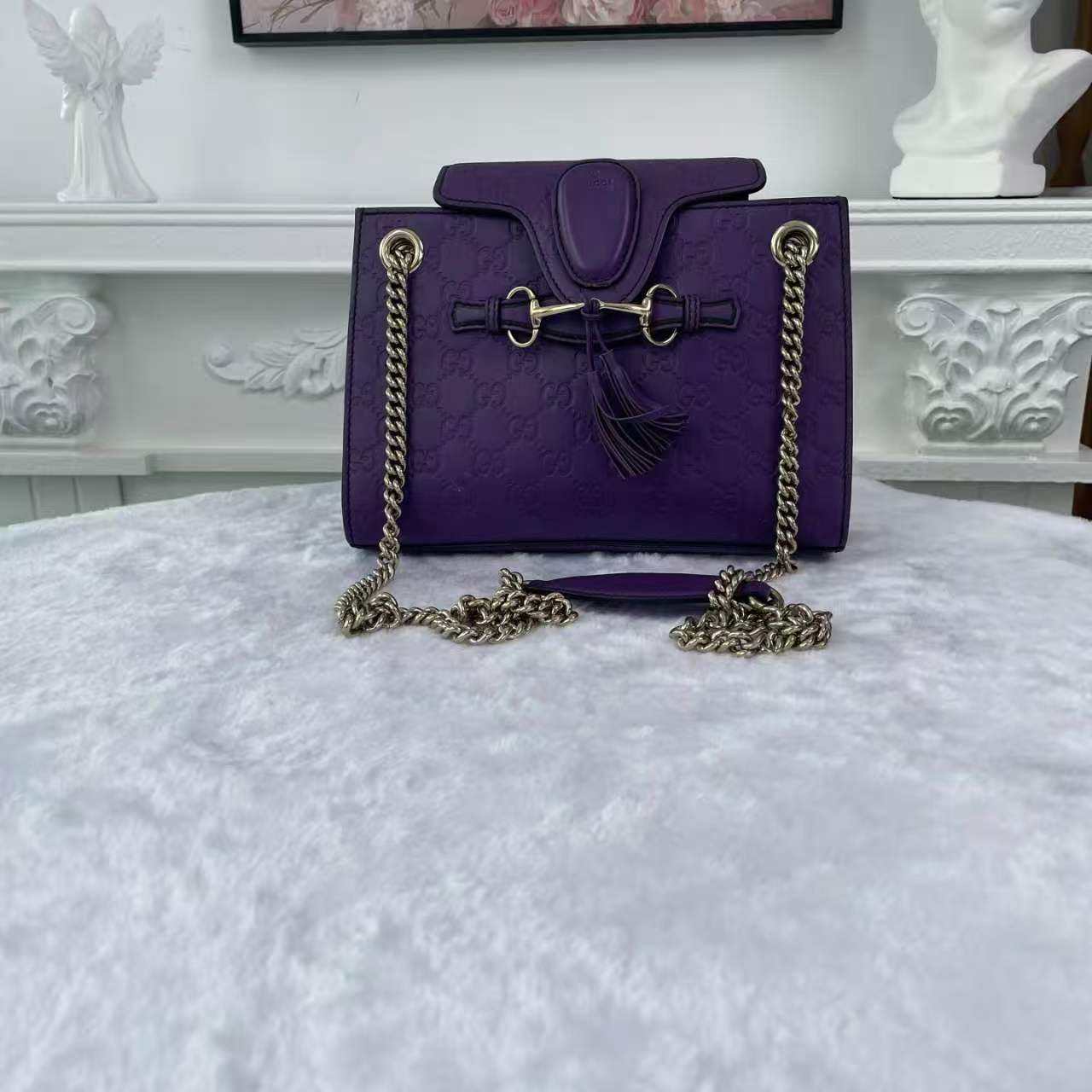 【#740】Pre-owned Gucci Emily Purple Calfskin Small Shoulder Bag BJ1109904030