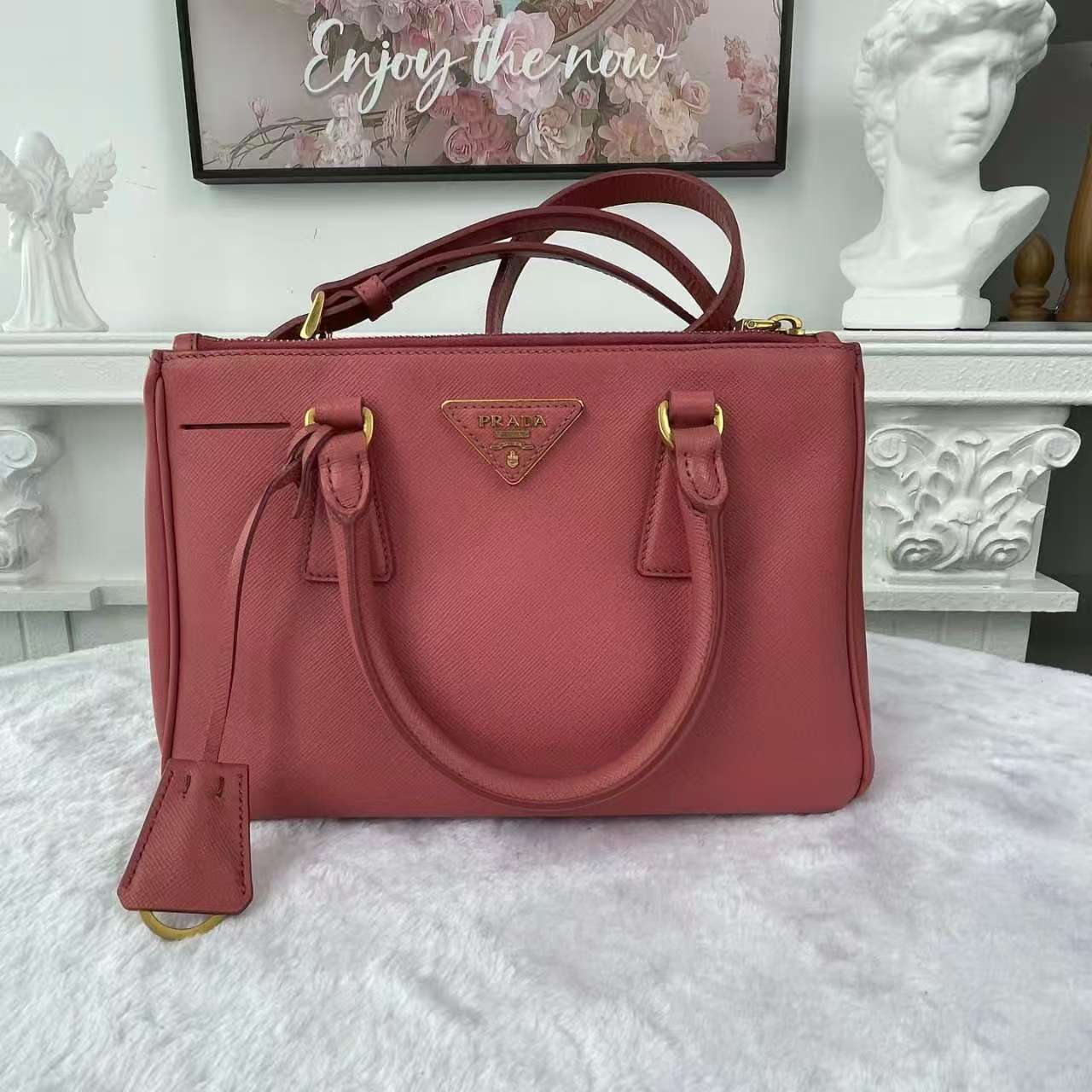 【#742】Pre-owned Prada Galleria Pink Calfskin Small Shoulder Bag BJ1109904025