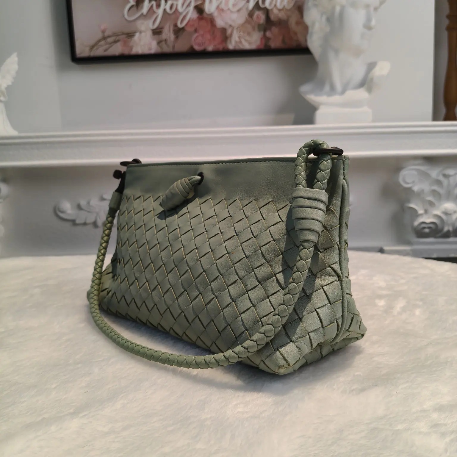 [#708]Pre owned Bottega Veneta Intrecciato Lambskin handbag BJ110&04028