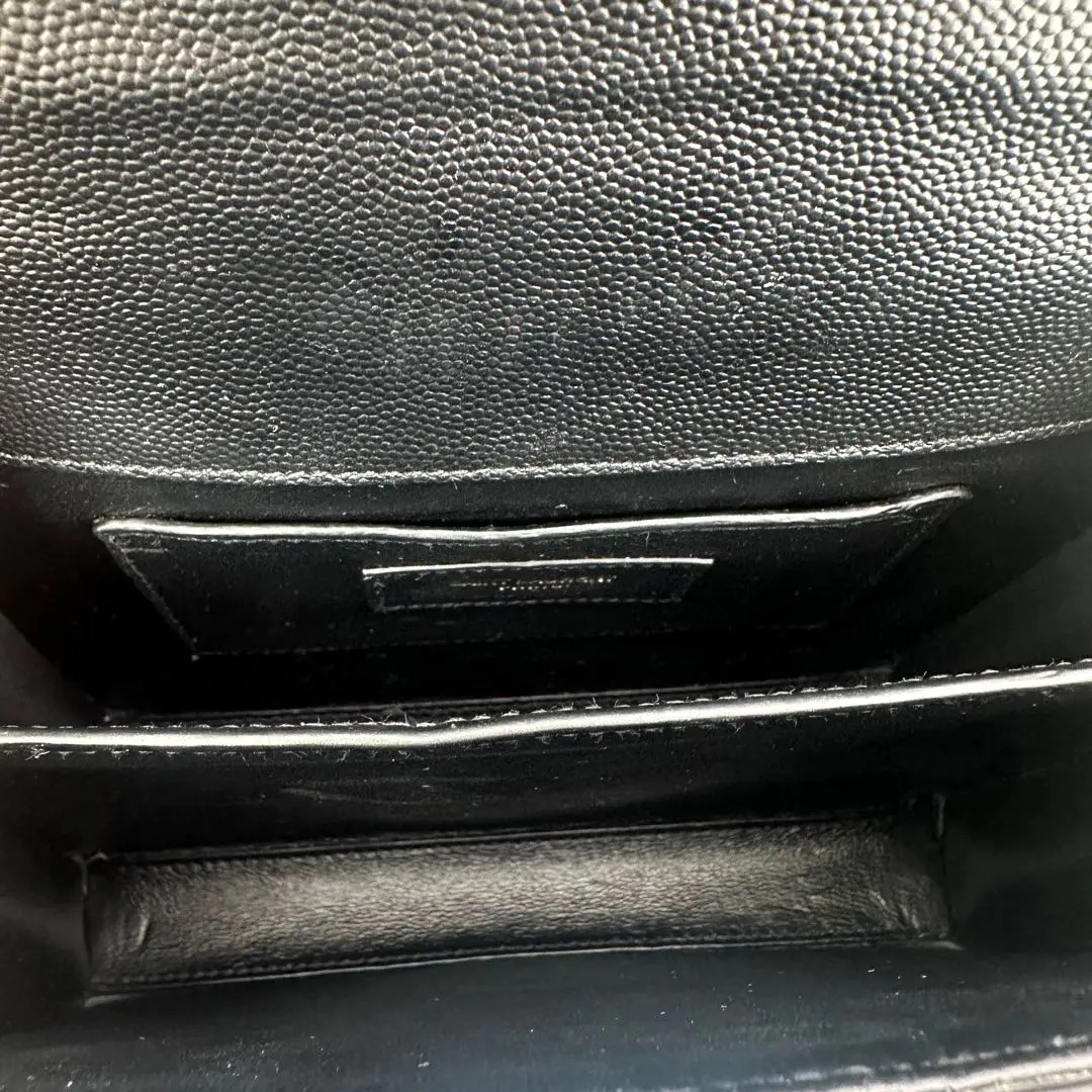 [#682]Pre owned YSL Cassandra Black Calfskin Mini Golden hardware BJ110&04075