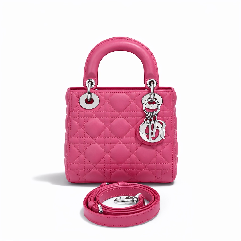 【#745】Pre-owend Dior Lady Dior Mini Pink Lambskin Shoulder Bag BJ11014050105