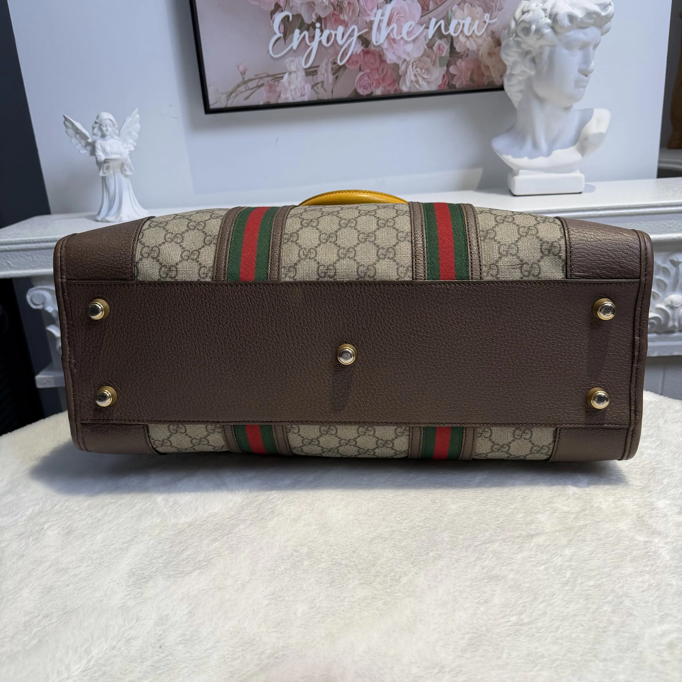 [#613]Pre owned Gucci Savoy Large Duffle Calfskin Convas BJ1101504060