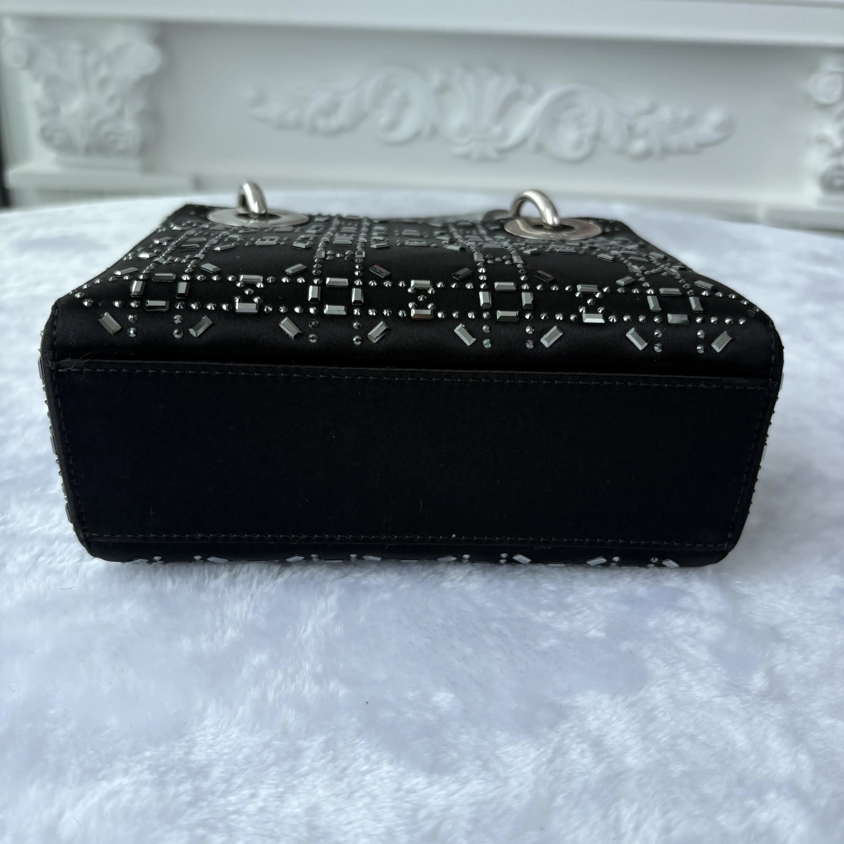 【#729】Pre-owned Dior Lady Dior Mini Black Stain Shoulder Bag CrossBody Bag BJ1101805010