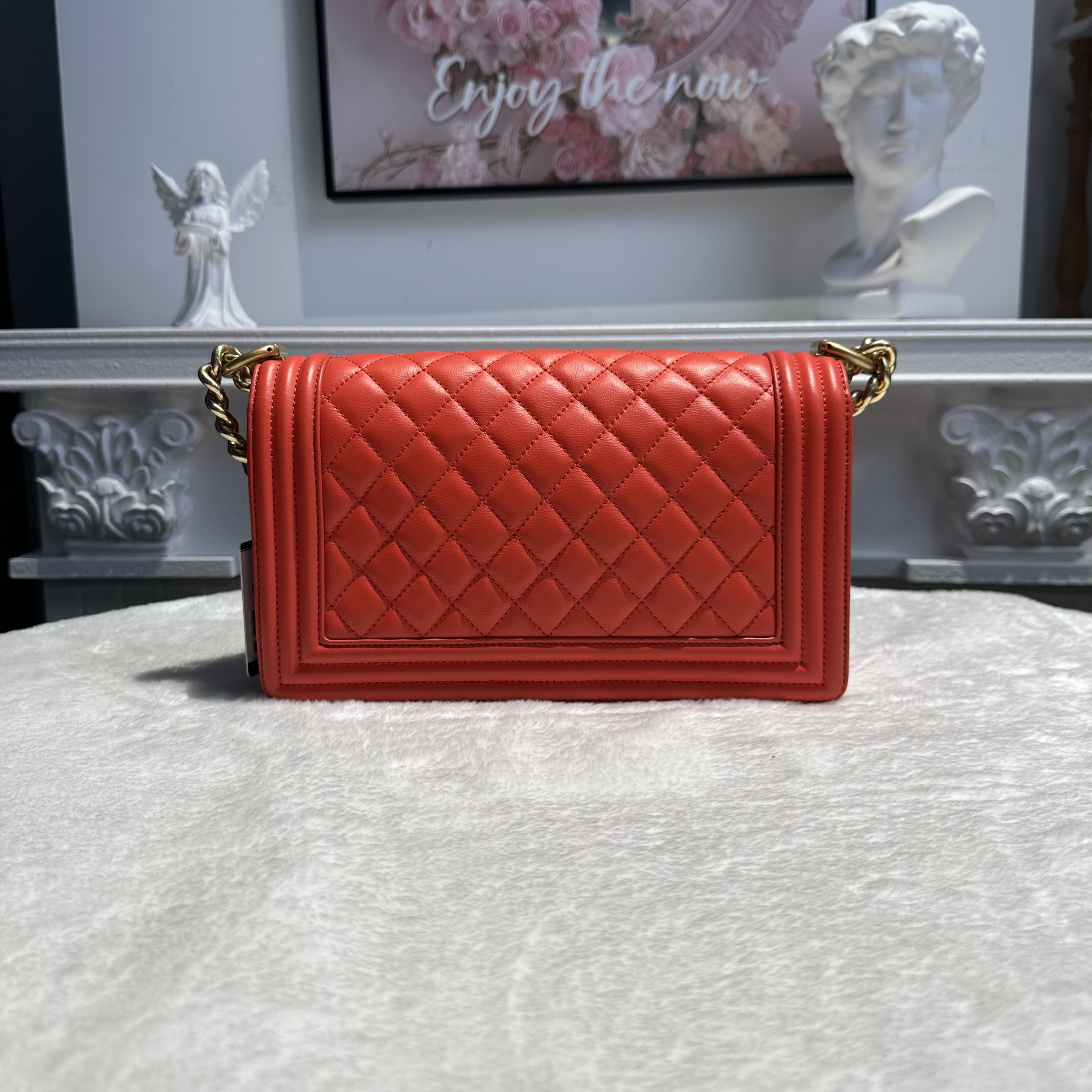 【#770】Pre-owned Chanel Leboy Red Calfskin Shoulder Bag BJ11017050115