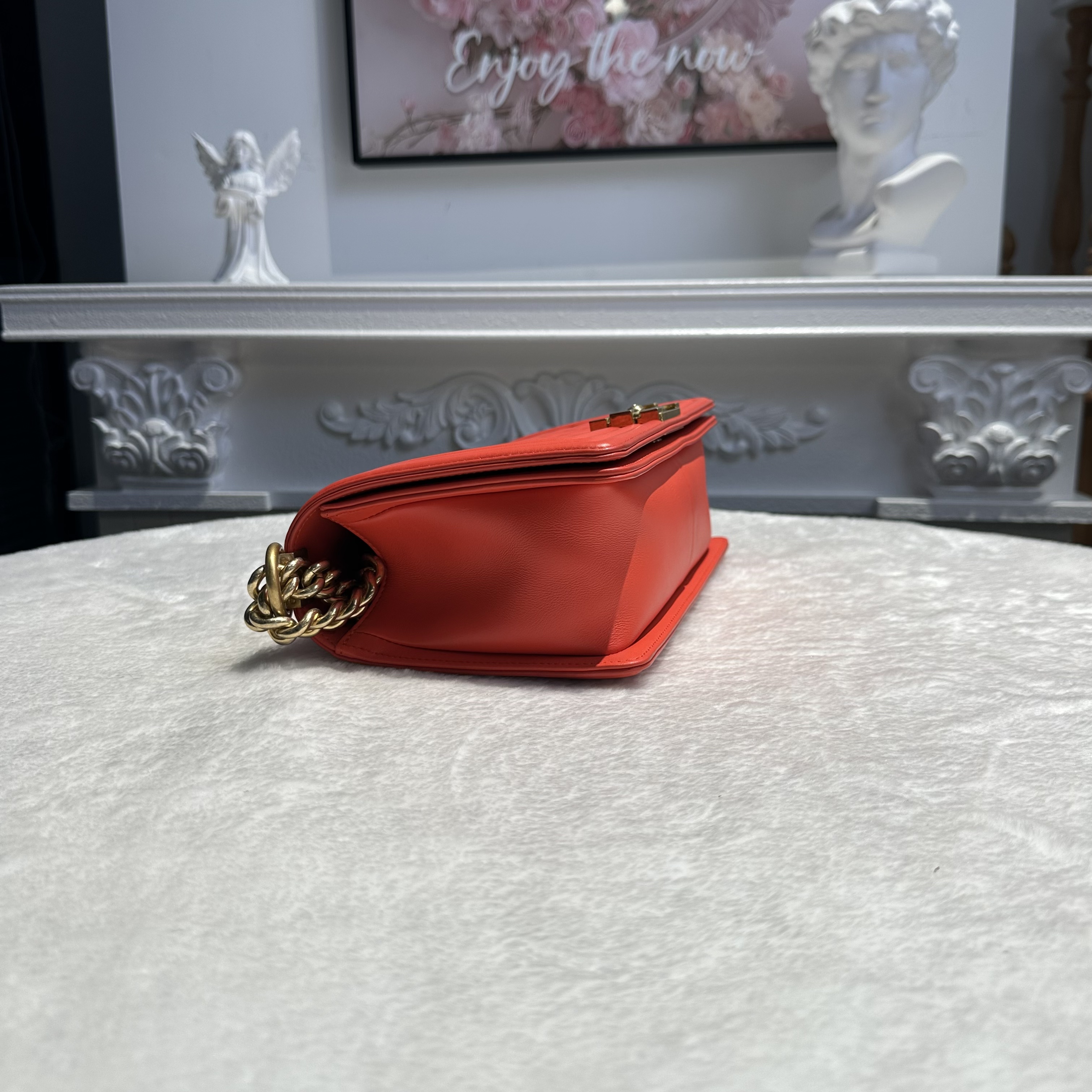 【#770】Pre-owned Chanel Leboy Red Calfskin Shoulder Bag BJ11017050115