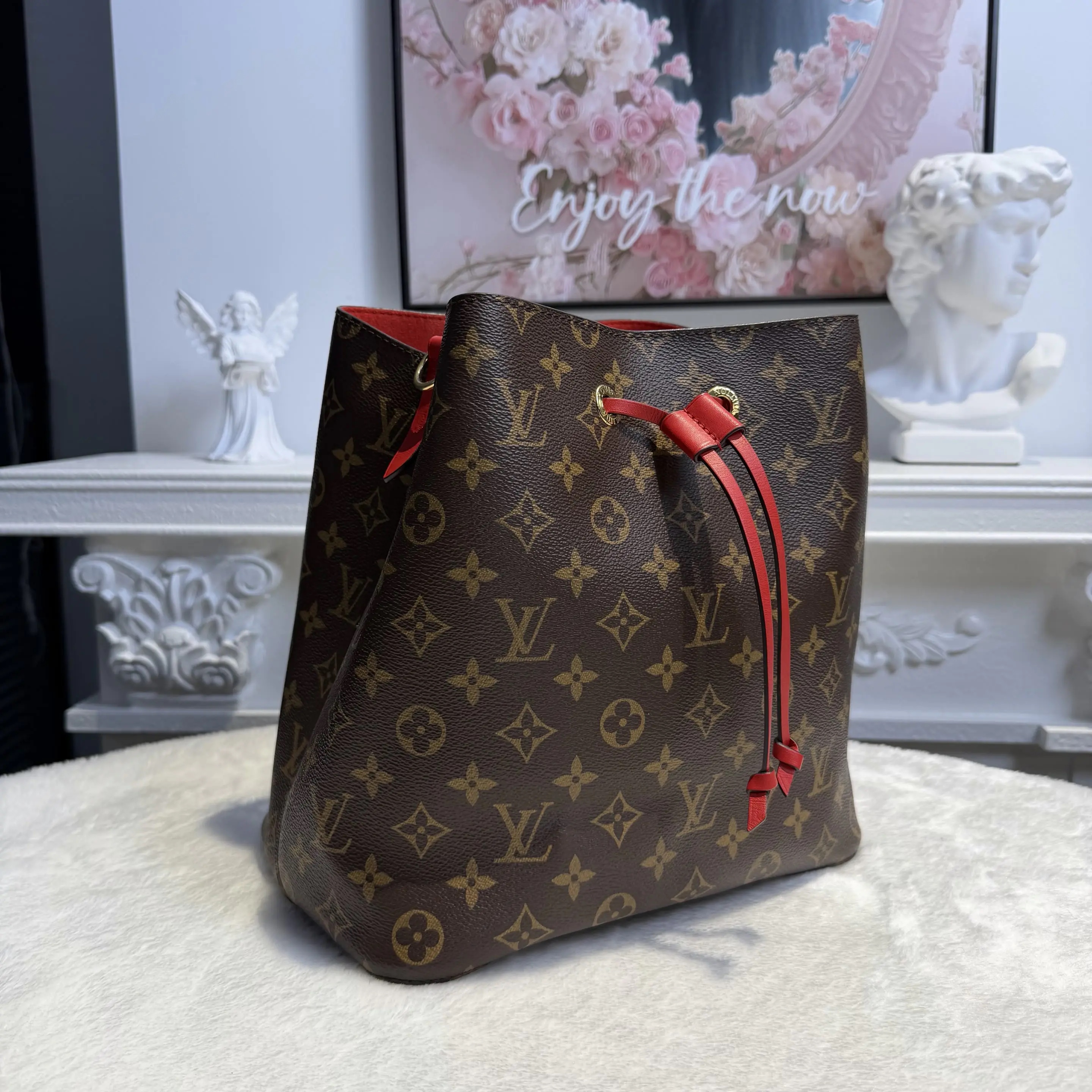 【#606】Pre-owned Louis Vuitton Neonoe Brown Red Monogram Medium shoulder bag BJ110170407
