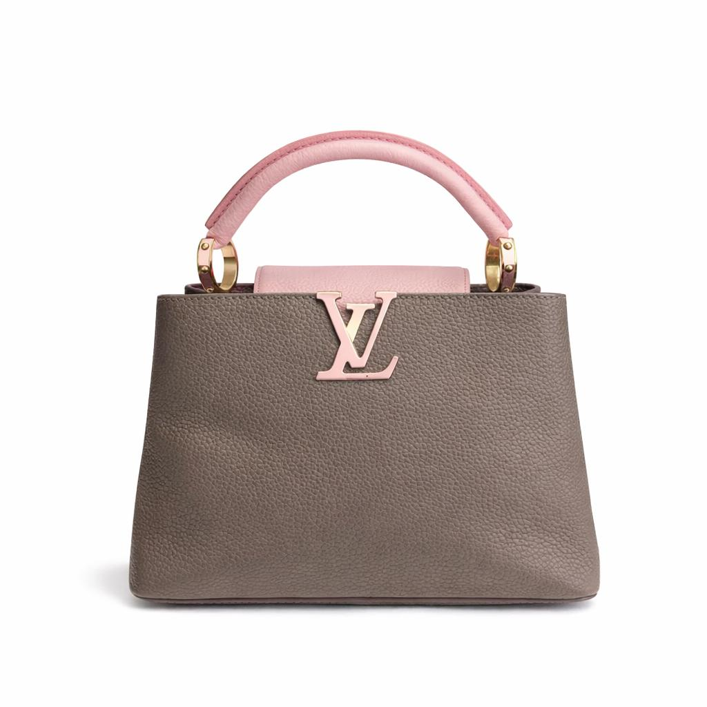 【#697】Pre-owned Louis Vuitton Capucines BB Grey Pink Calfskin Shoulder Bag BJ11018050125