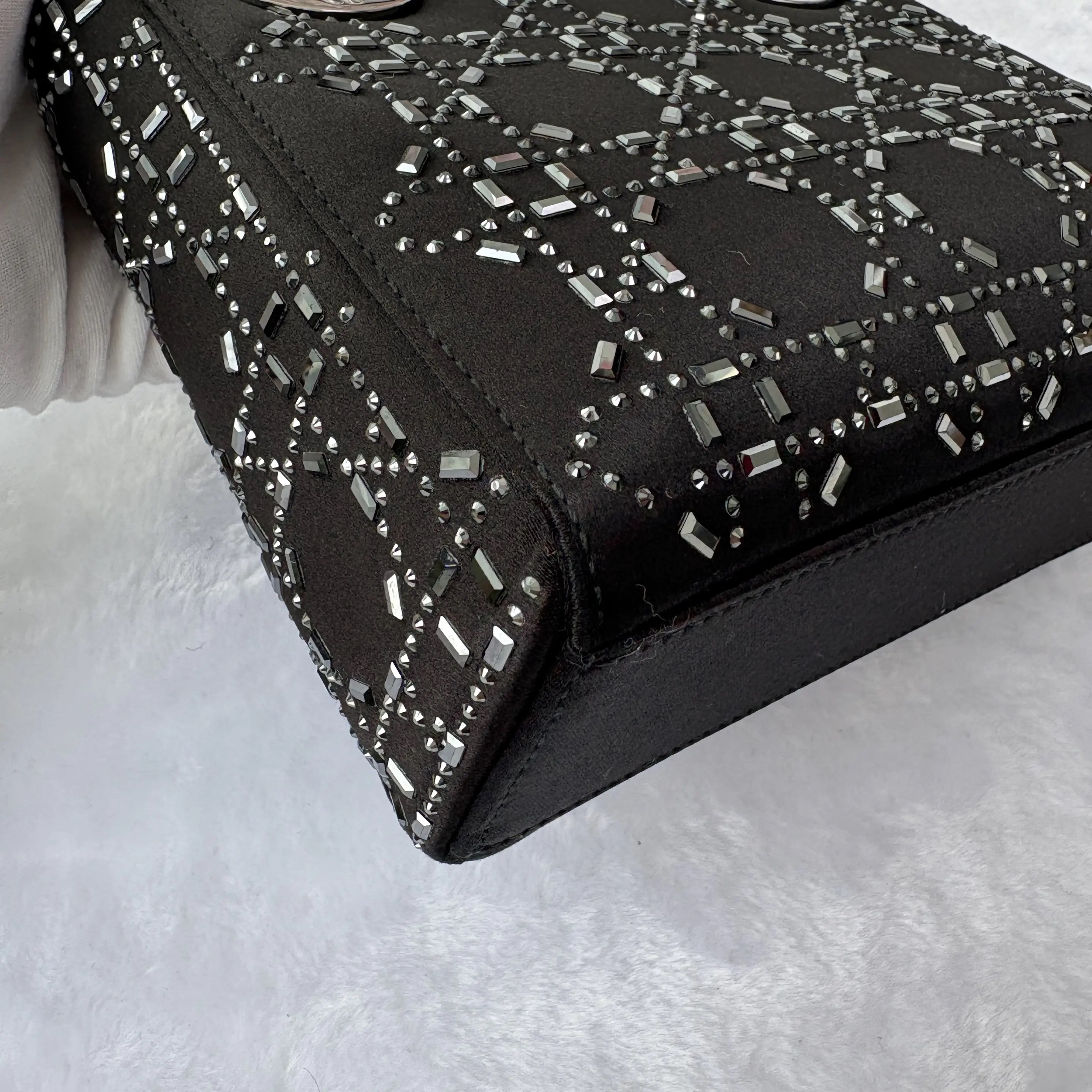 【#729】Pre-owned Dior Lady Dior Mini Black Stain Shoulder Bag CrossBody Bag BJ1101805010