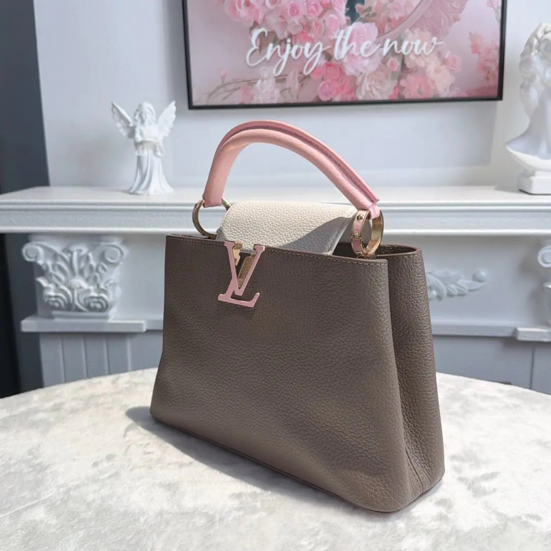 [#697]Pre owned Louis Vuitton Capucines BB Grey Pink Calfskin Shoulder bag BJ11018050125