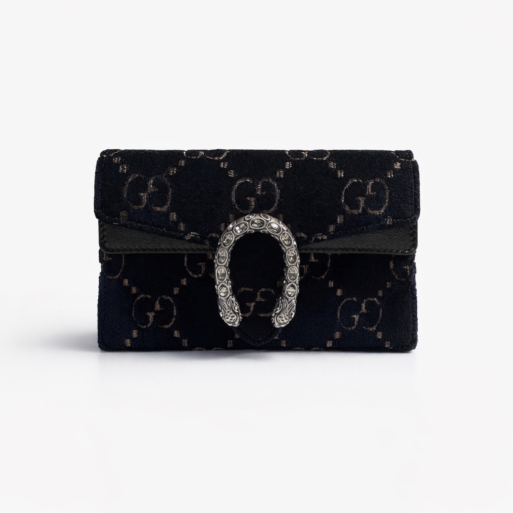 【#484】Pre-owned GUCCl Dionysus Mini Navy Blue Shoulder Bag Velvet BJ1102204045