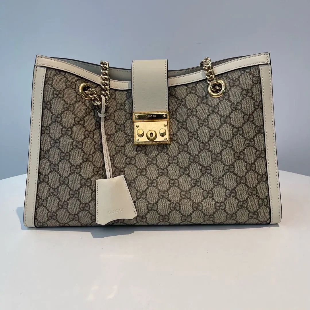 [#645]Pre owned Gucci Padlock Tote Calfskin Medium BJ110&04055