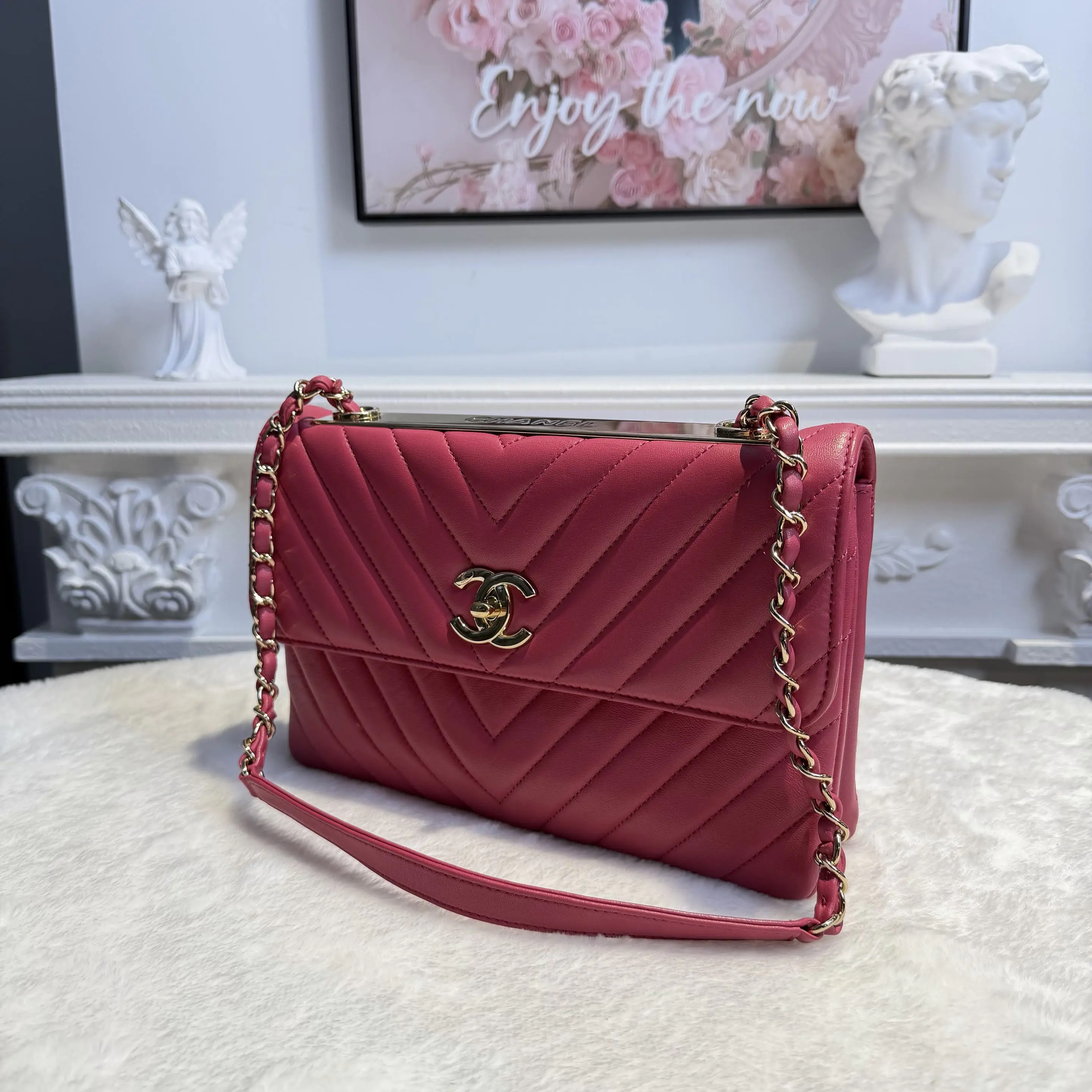 [#603]Pre owned Chanel Trendy CC Pink Lambskin Start with 26 BJ1101805118