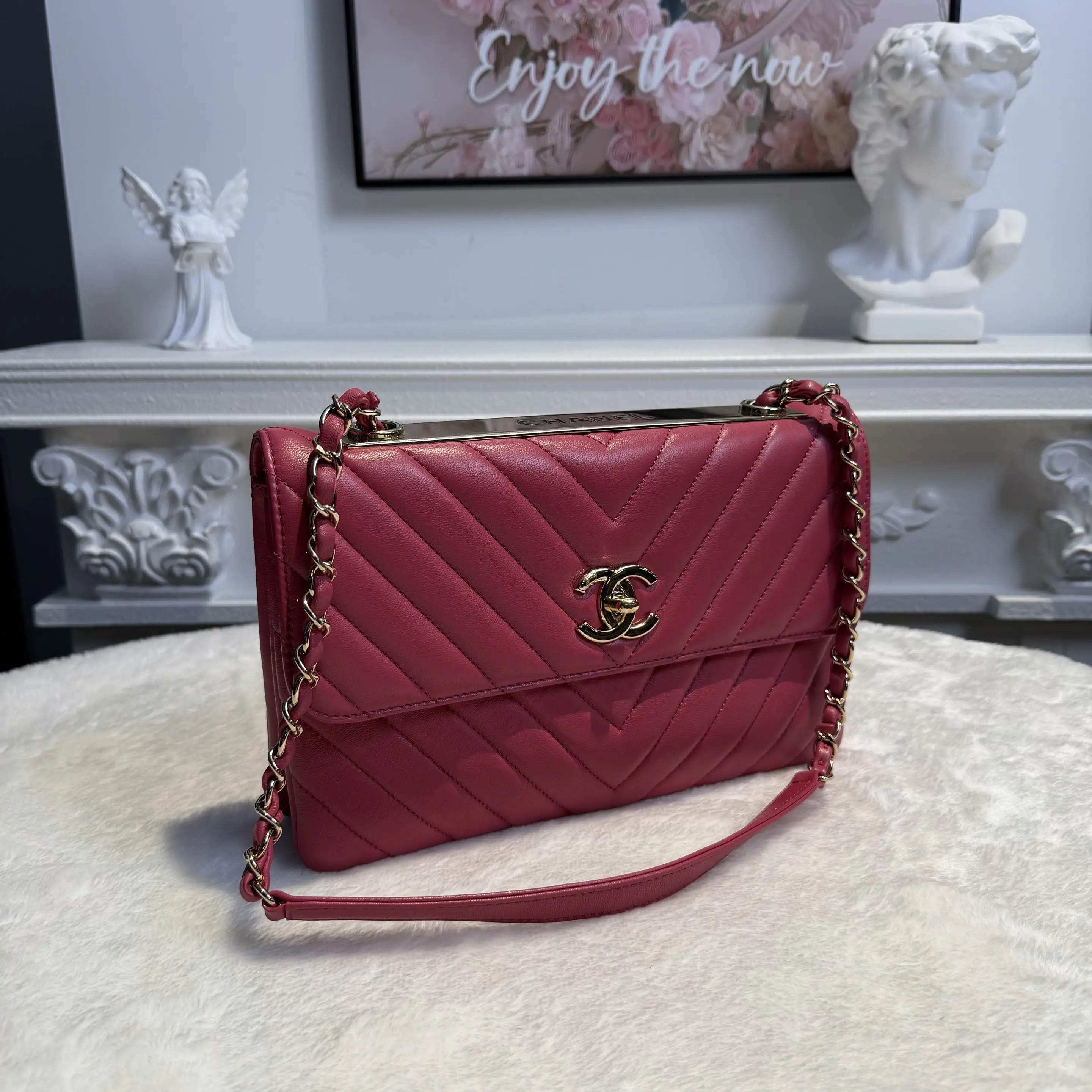 [#603]Pre owned Chanel Trendy CC Pink Lambskin Start with 26 BJ1101805118