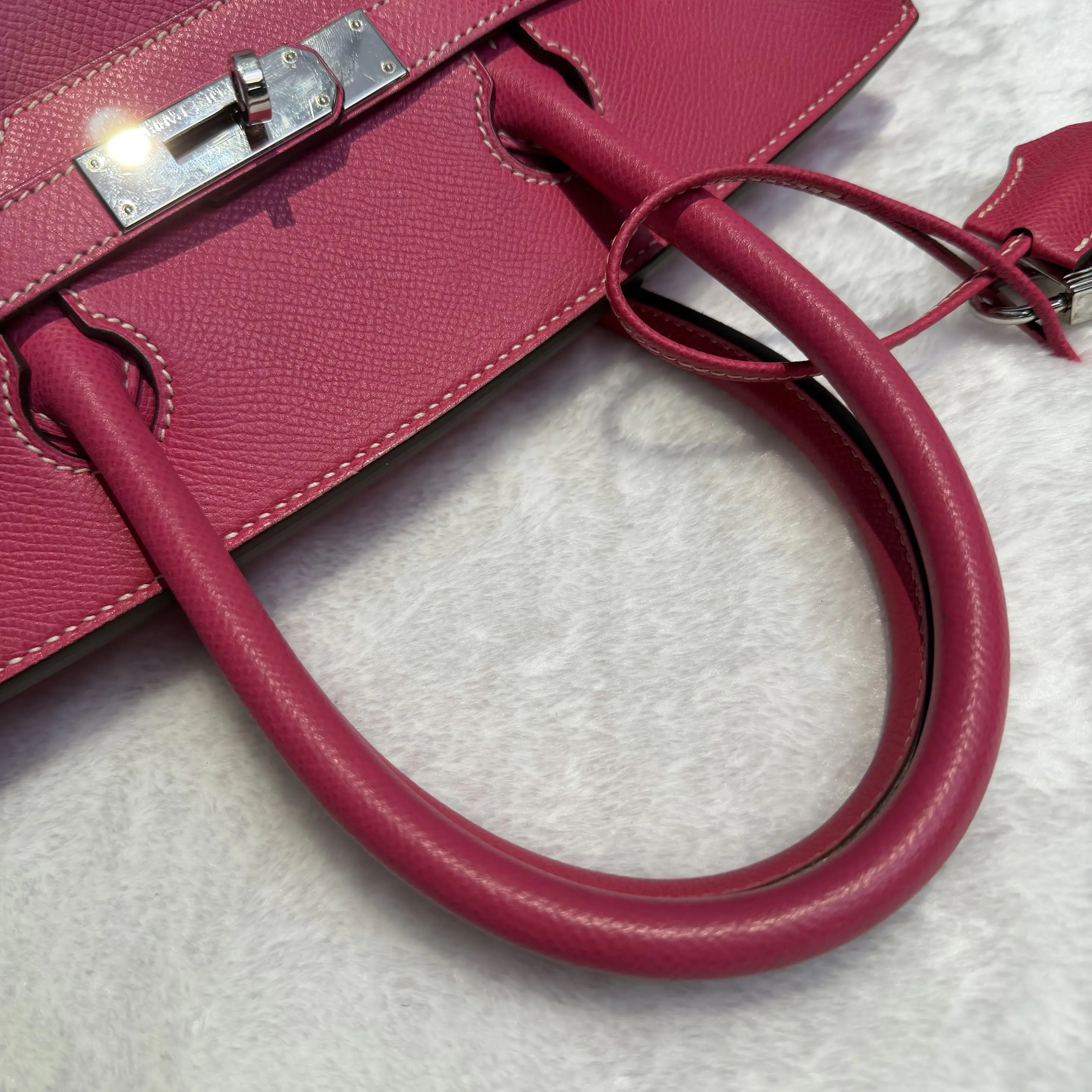 [#633]Pre owned Hermes Birkin 30 Pink Epsom Stamp O Silver Hardware BJ1101105065