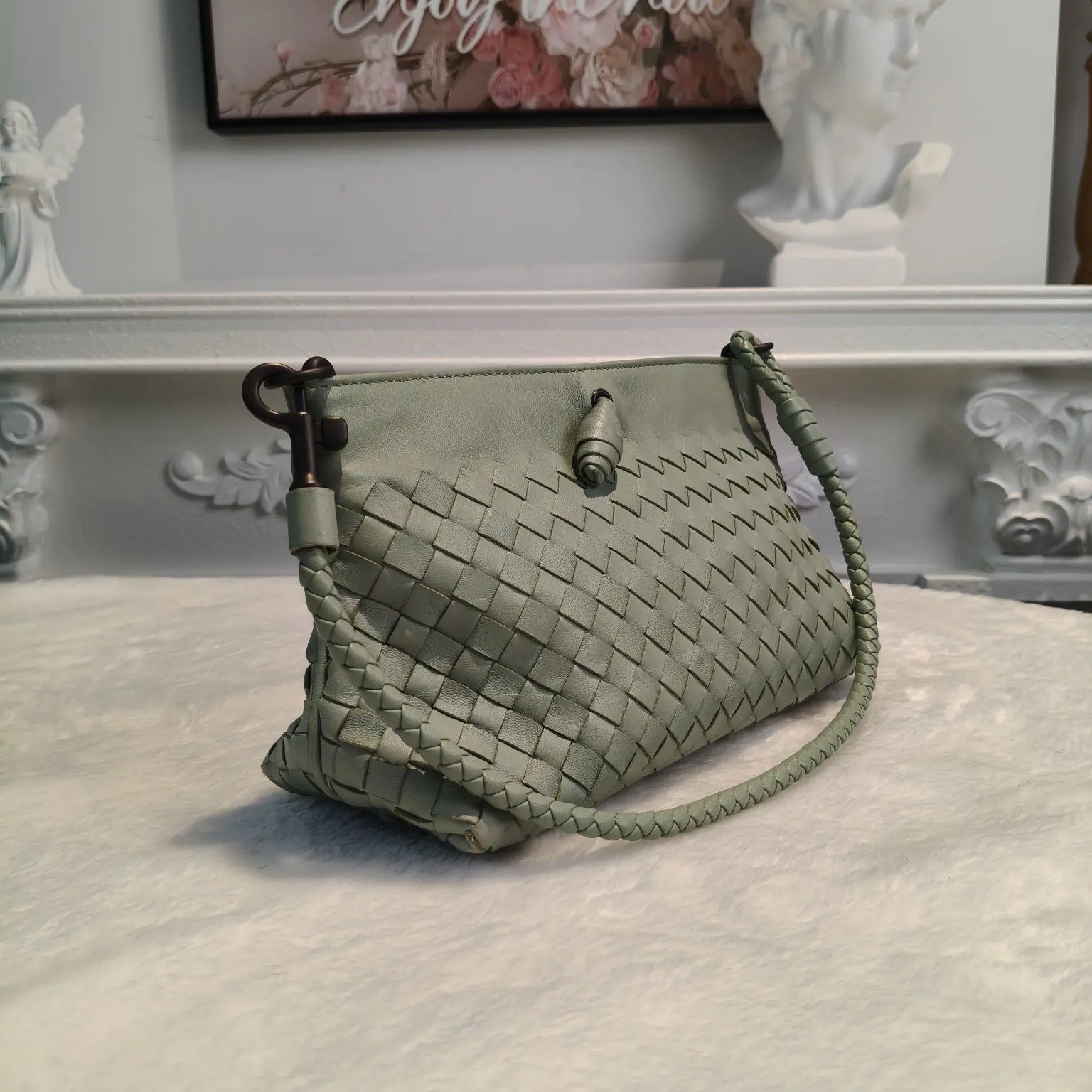 [#708]Pre owned Bottega Veneta Intrecciato Lambskin handbag BJ110&04028