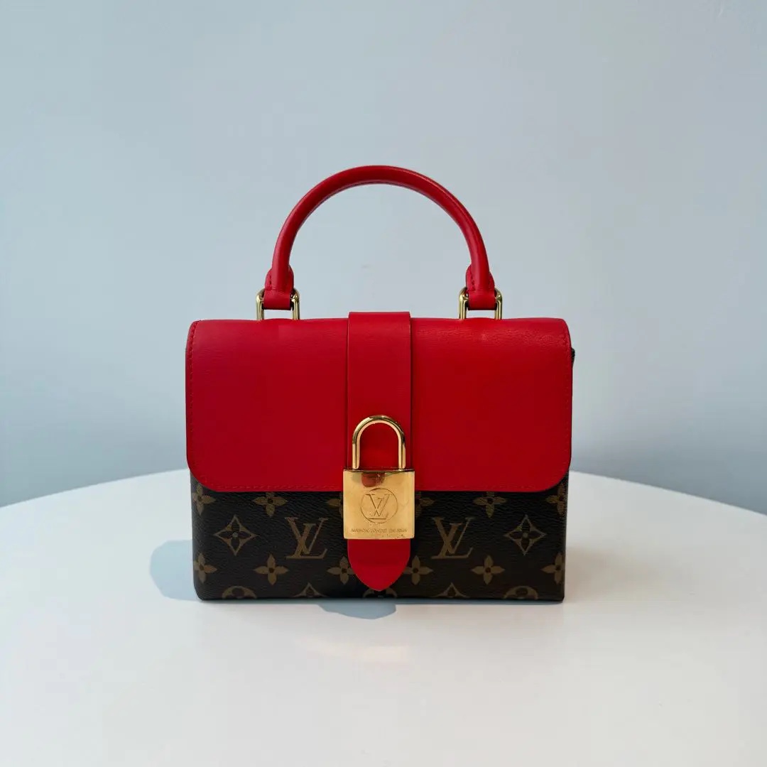 【#639】Pre-owned Louis Vuitton Locky Brown Monogram Red Crossbody Bag BJ1101004060