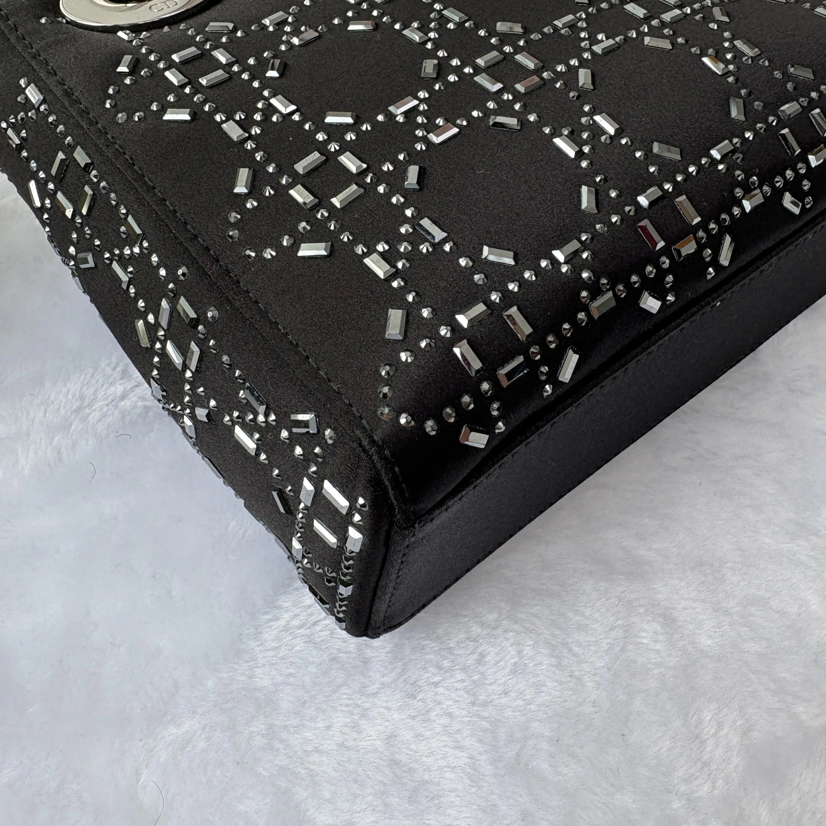 【#729】Pre-owned Dior Lady Dior Mini Black Stain Shoulder Bag CrossBody Bag BJ1101805010