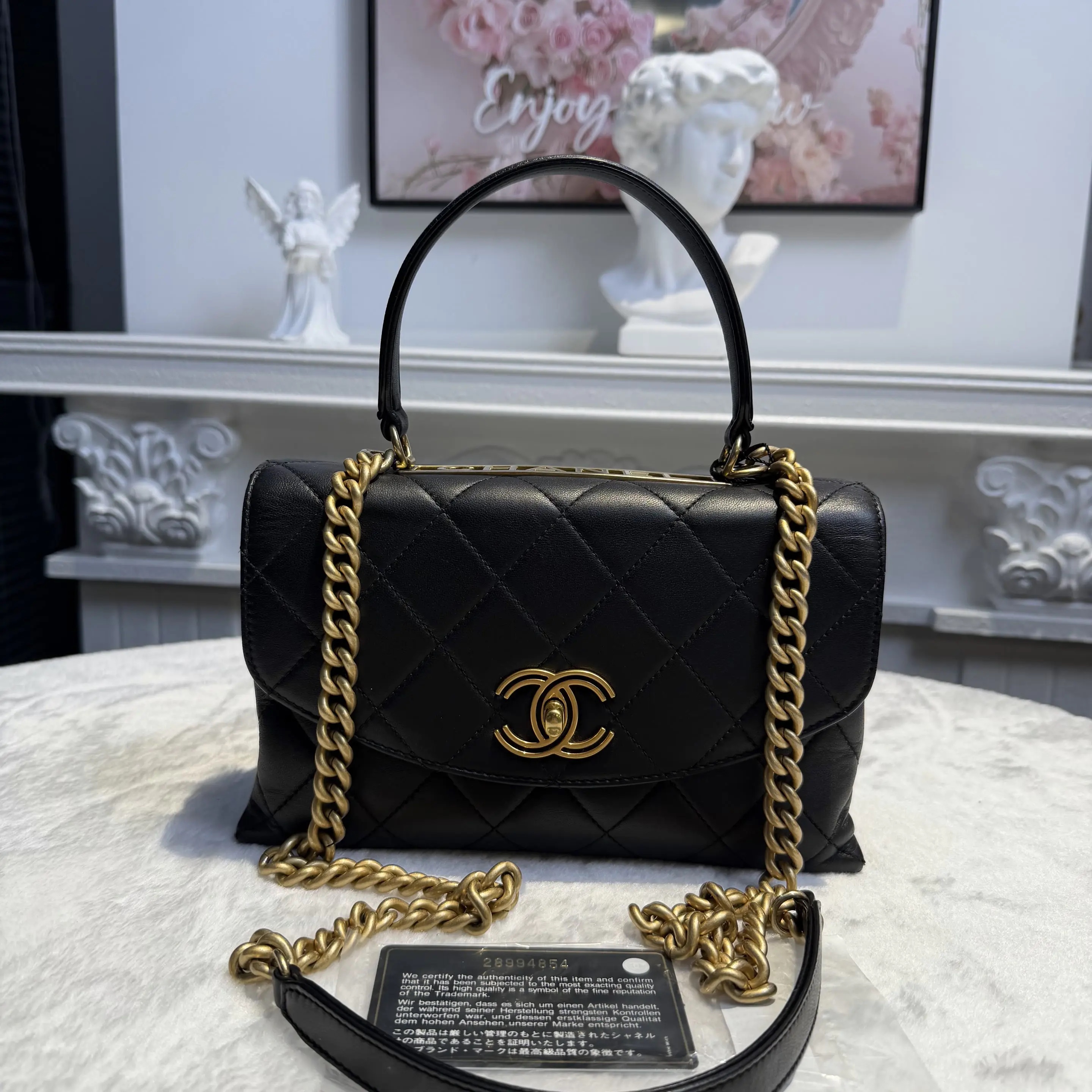 [#626]Pre owned Chanel Trendy CC Lambskin Small Golden hardware BJ11019050178