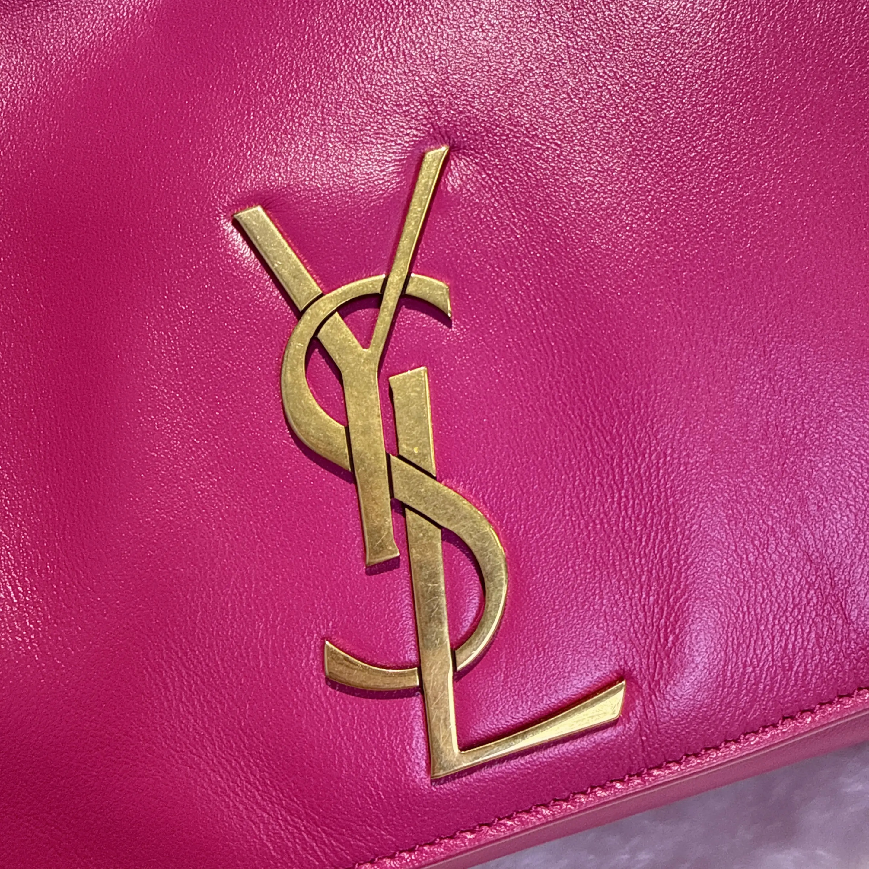 [#691]Pre owned YSL Kate Purple Calfskin Medium Golden Hardware Crossbody bag BJ110&&04068