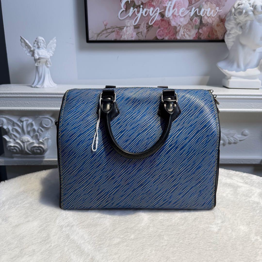 【#605】Pre-owned Speedy 25 Jean Blue EPI with strap shoulder bag BJ1101704065