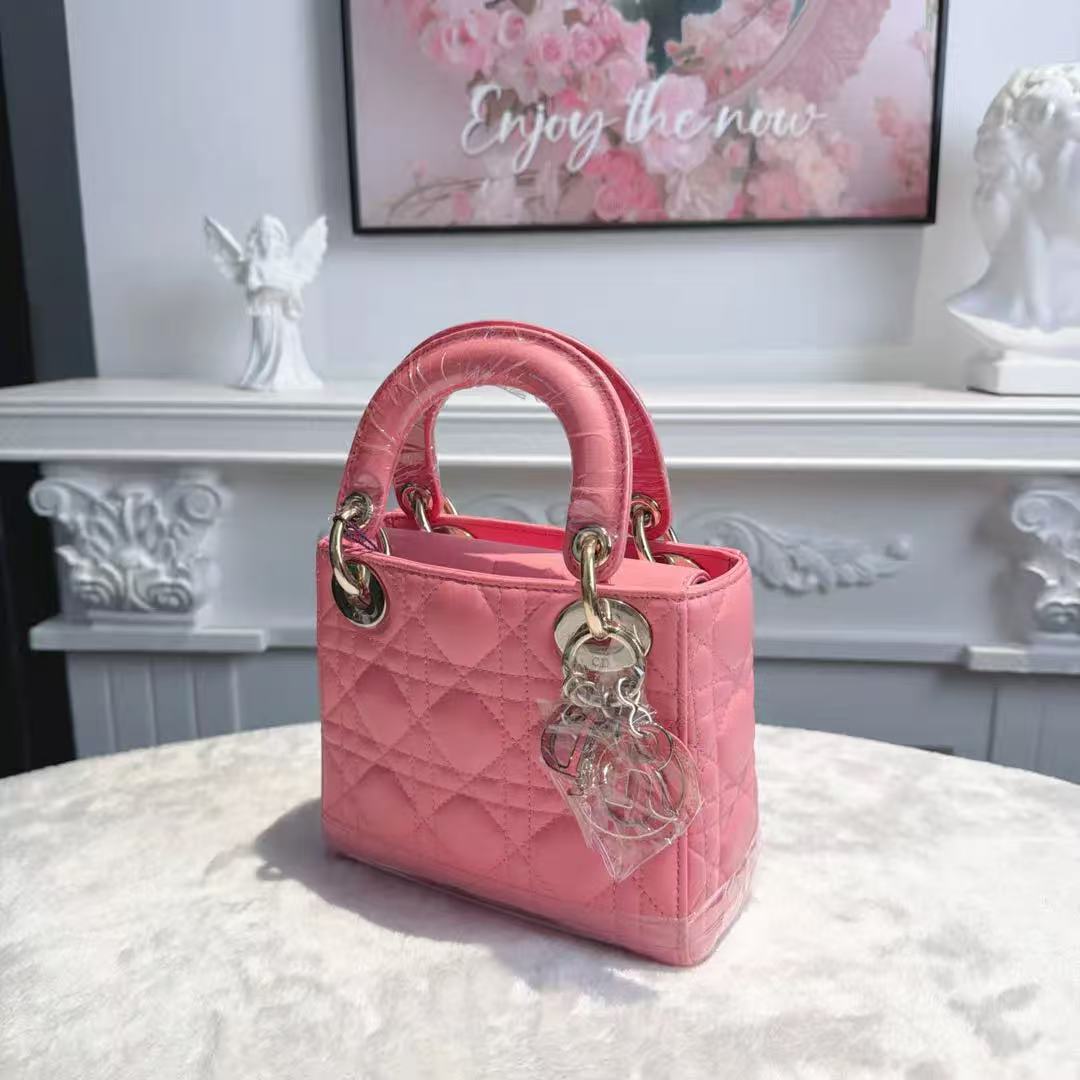 【#554】Pre-owned Dior Lady Dior Mini Pink Lambskin Shoulder Bag  BJ11021050138