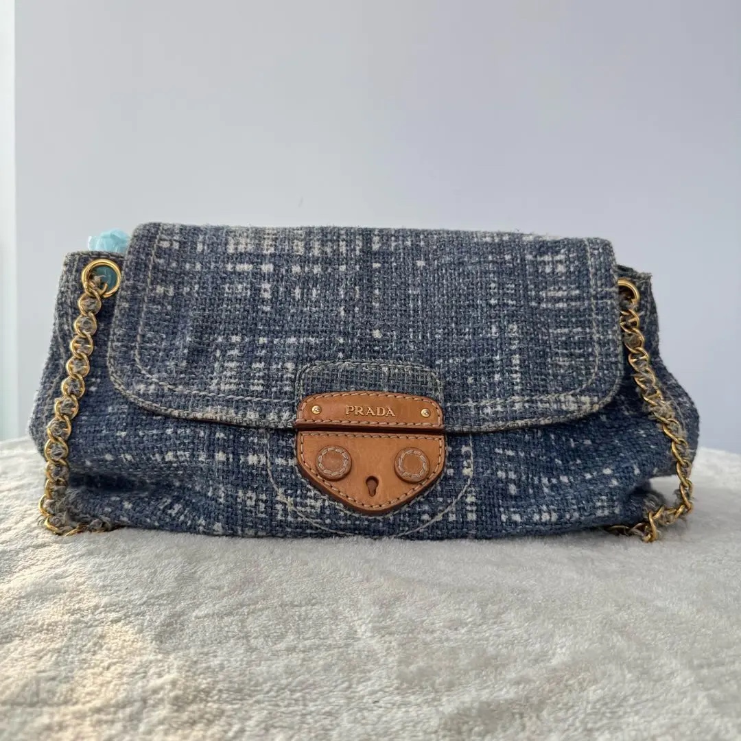 [#680]Pre owned Prada Vintage Blue BJ110&04040