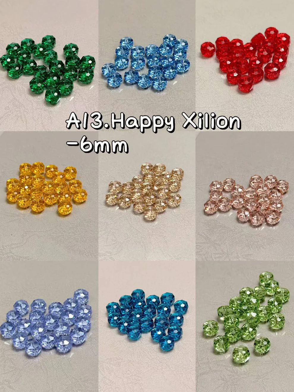 【#825】A13【Happy Xilion】Swarovski Dupe wheel Beads , 6mm Iridescent colors