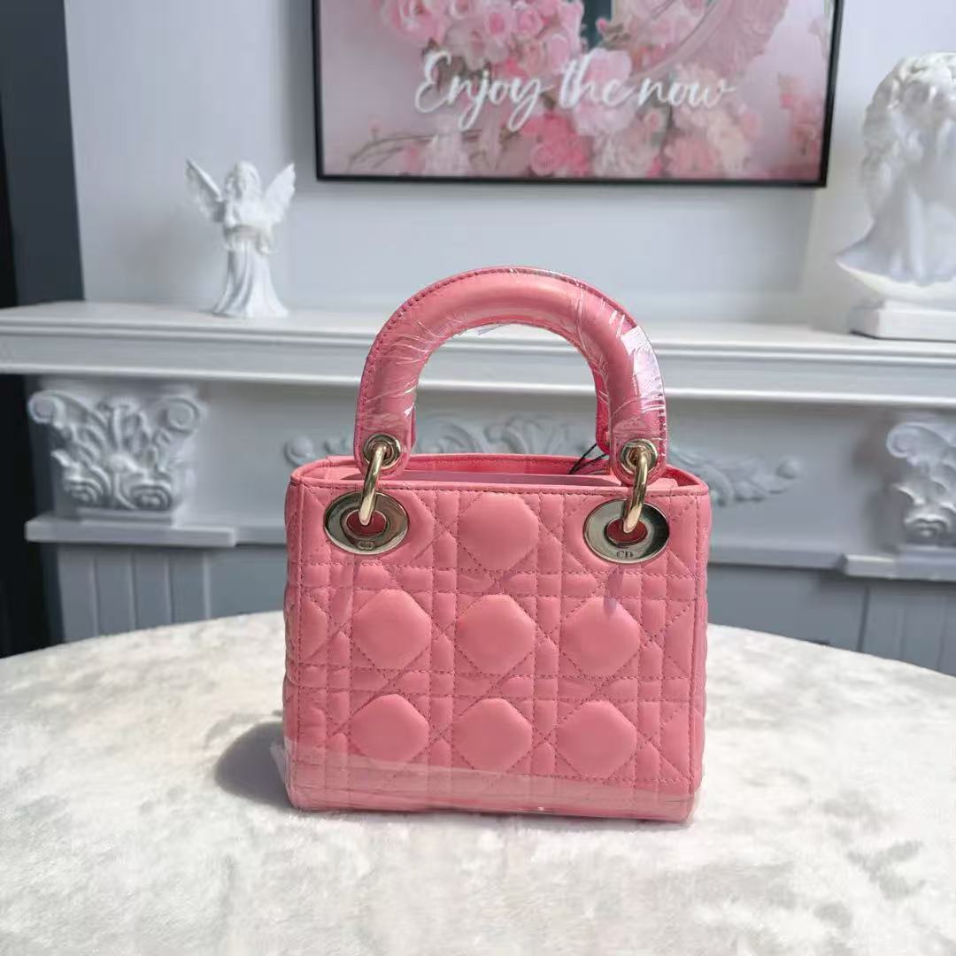 【#554】Pre-owned Dior Lady Dior Mini Pink Lambskin Shoulder Bag  BJ11021050138